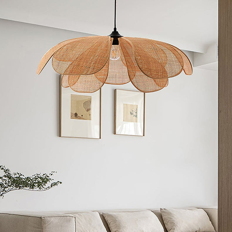 Petal Rattan Flower Pendant Light