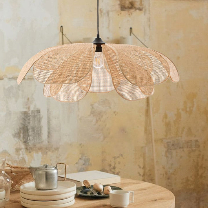 Petal Rattan Flower Pendant Light