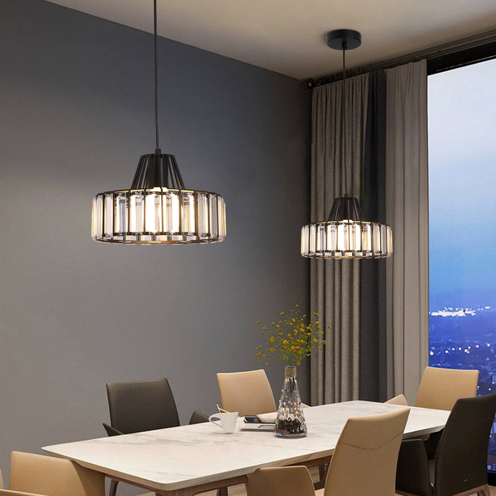 Black Crystal Pendant Light