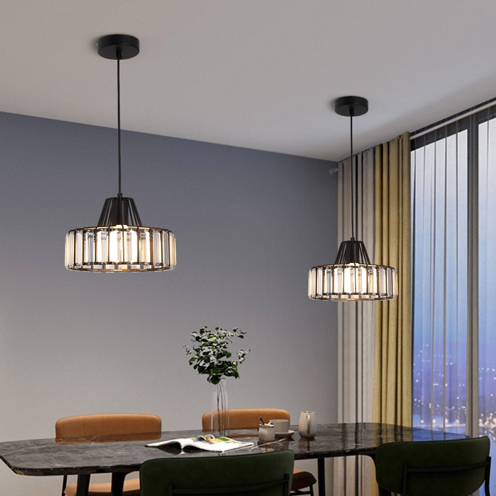 Black Crystal Pendant Light