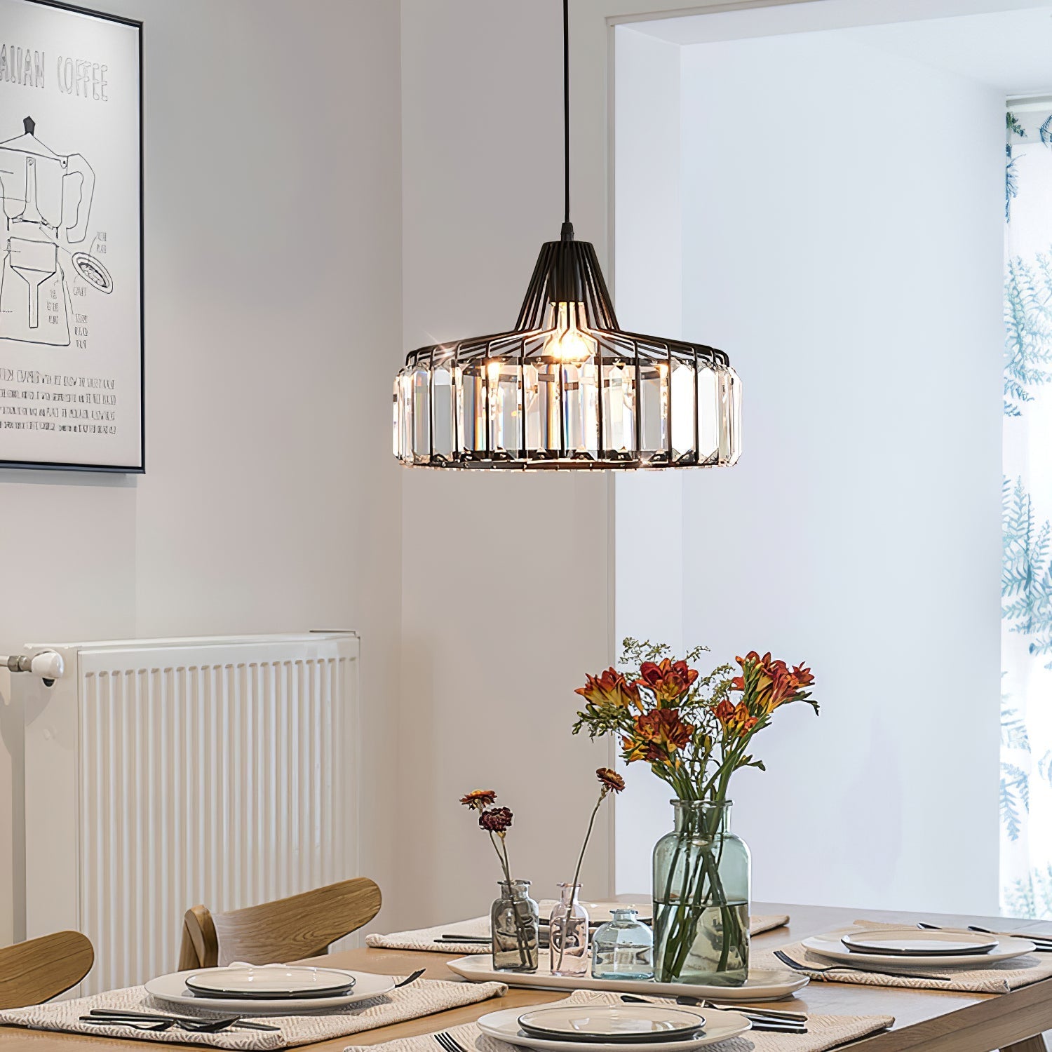 Black Crystal Pendant Light