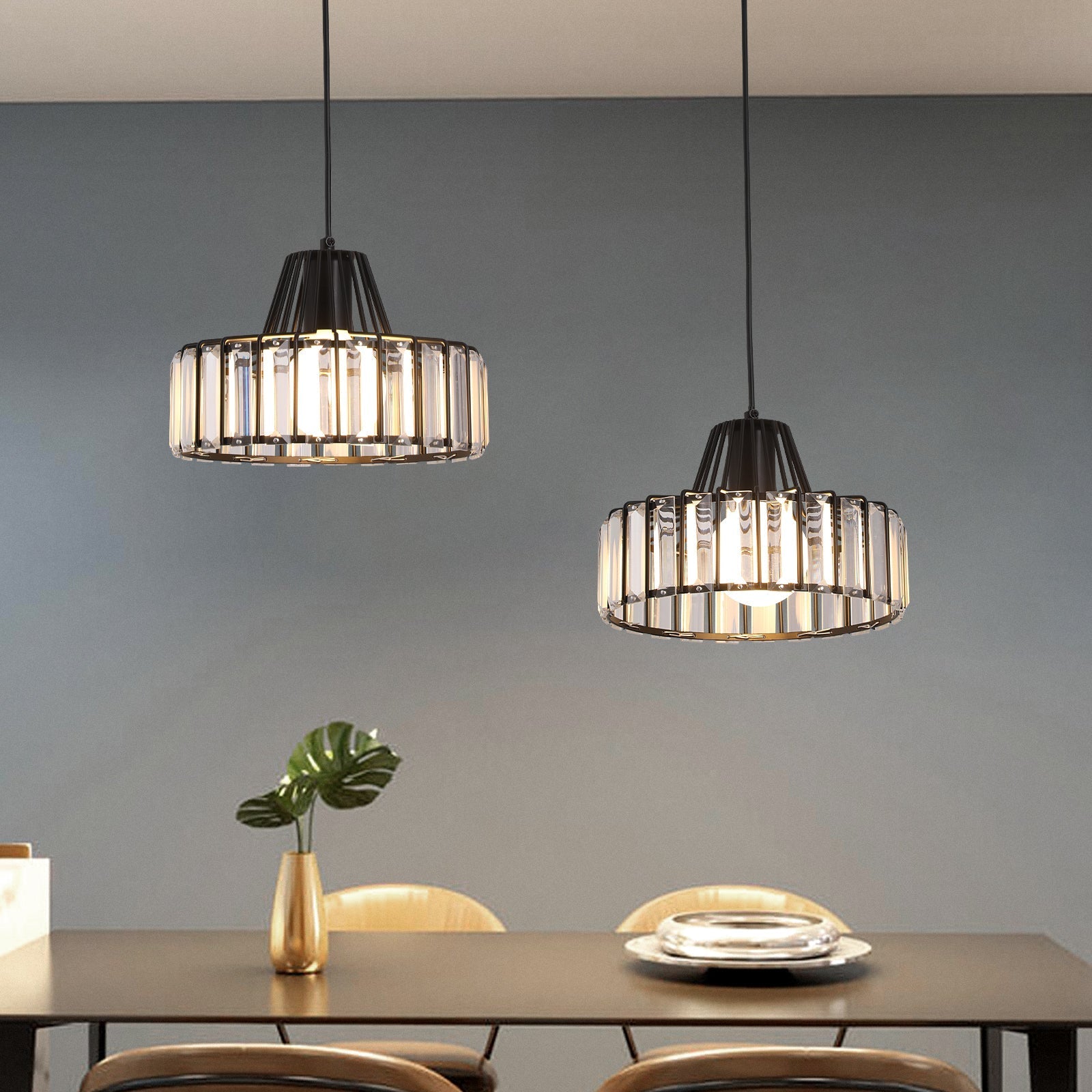Black Crystal Pendant Light