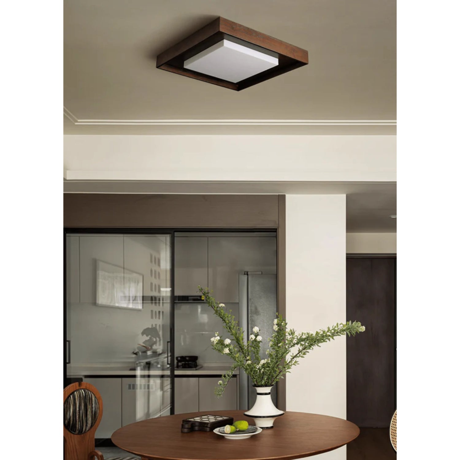 Konise Wood Frame Japandi Ceiling Light