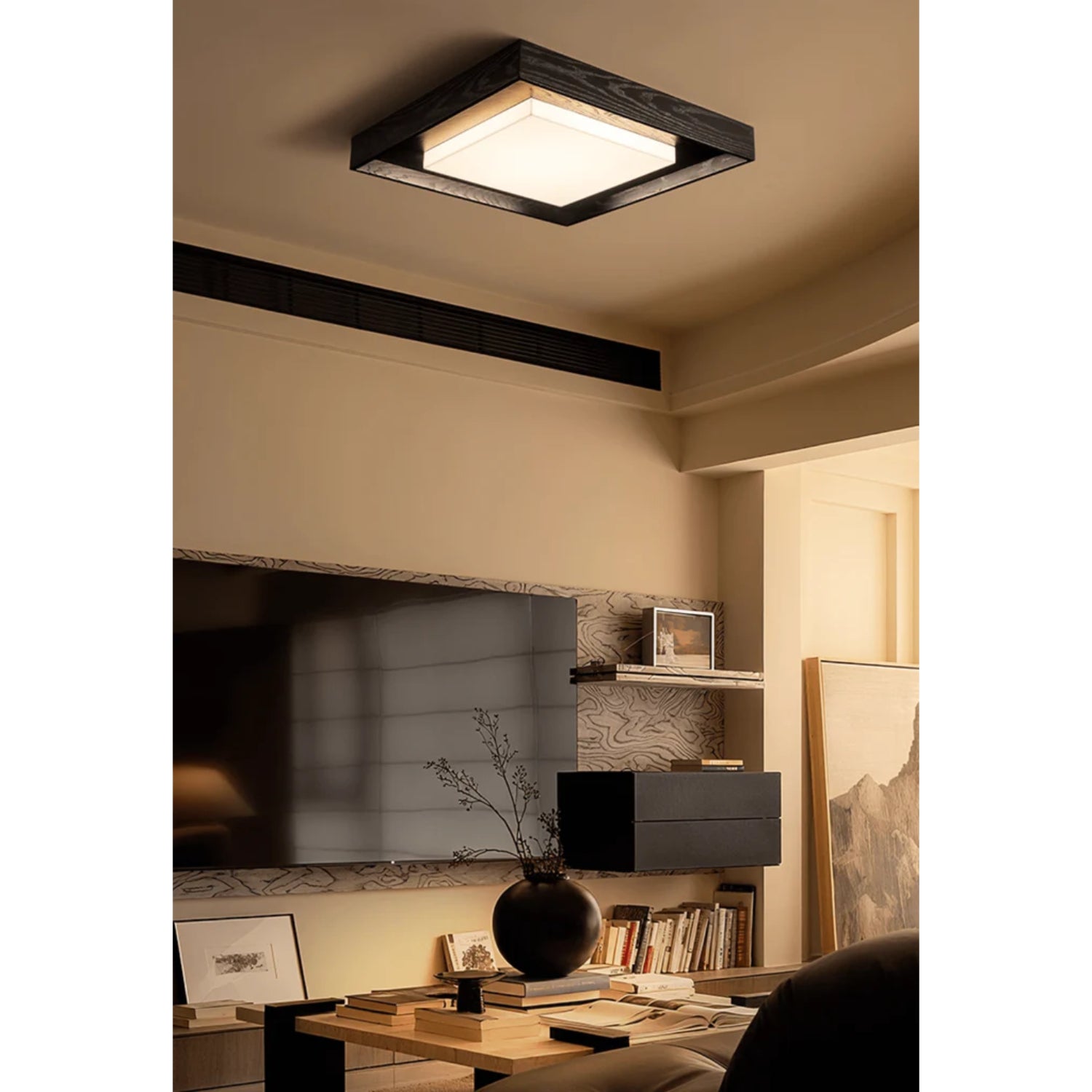 Konise Wood Frame Japandi Ceiling Light