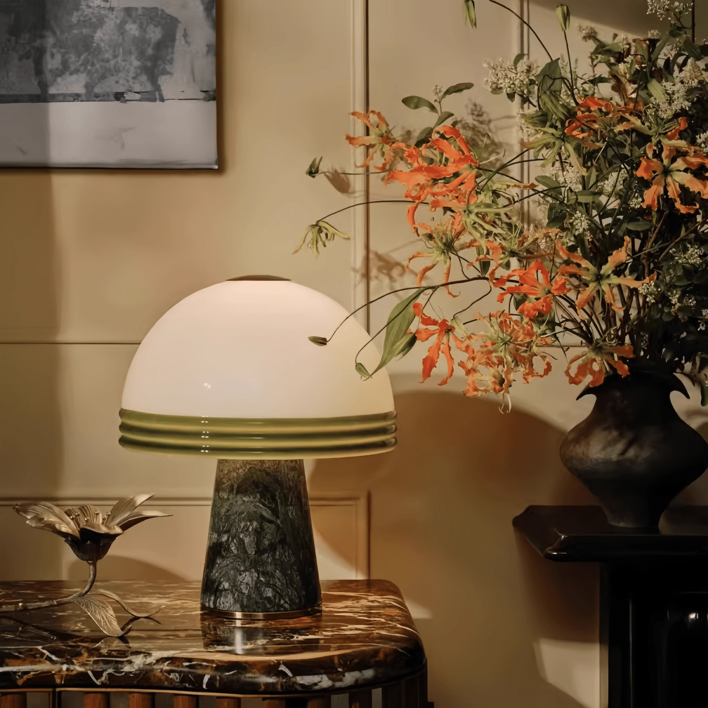 Velura Wide Marble Table Lamp