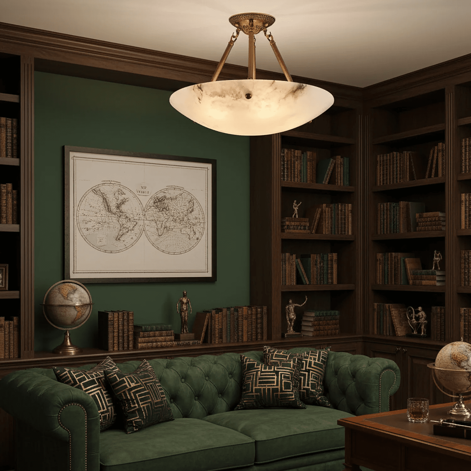Lyrecos Flat Alabaster Ceiling Light