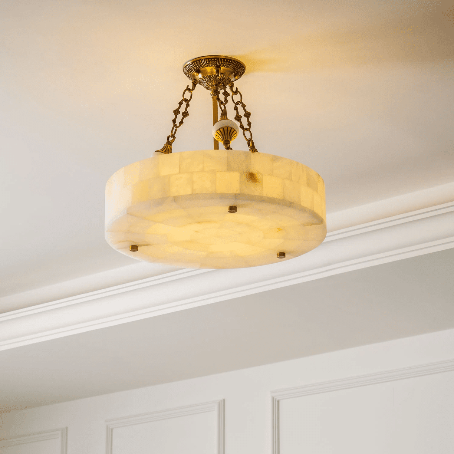 Torezy Flat Alabaster Ceiling Light