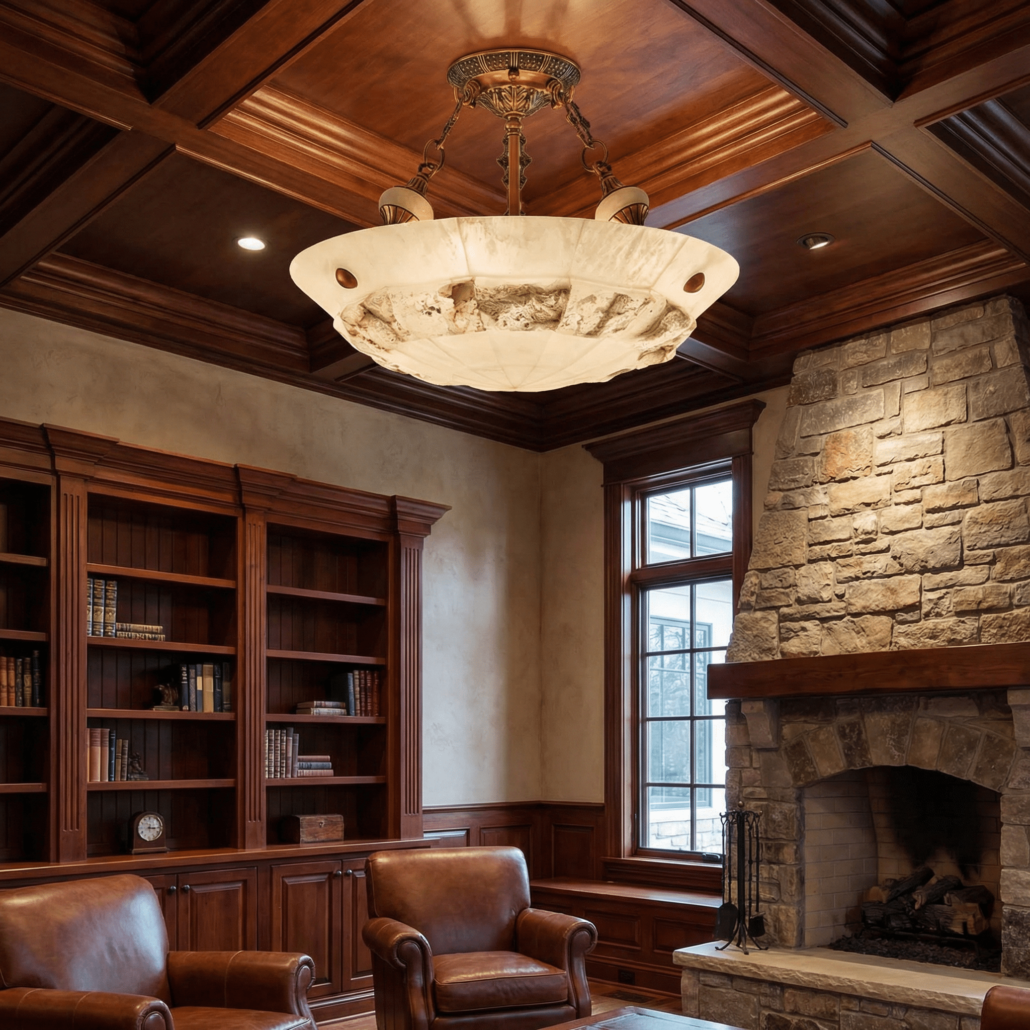 Lyrecos Sculptural Alabaster Ceiling Light