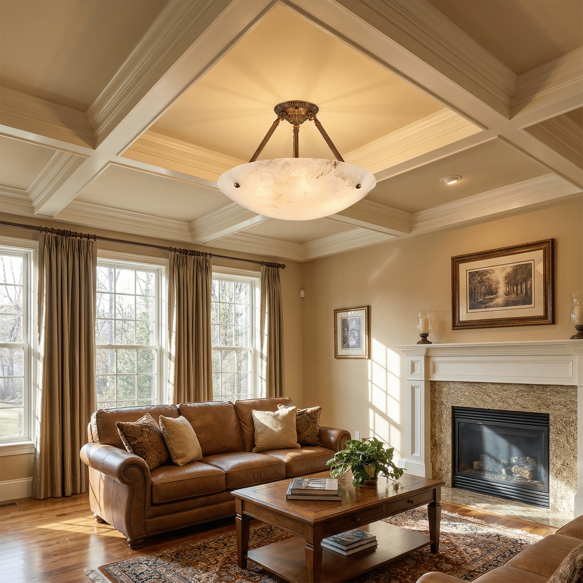 Lyrecos Flat Alabaster Ceiling Light