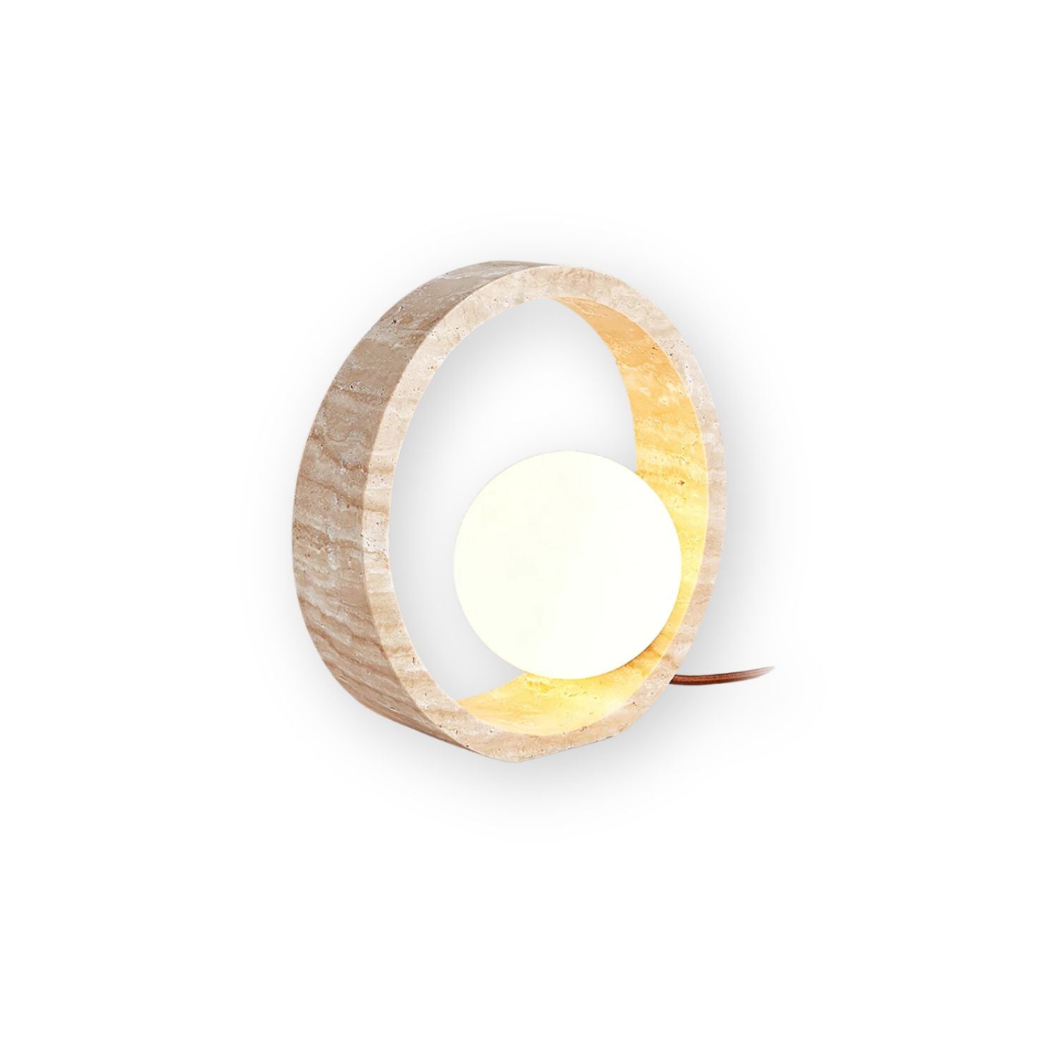Poles Circle Travertine Table Lamp