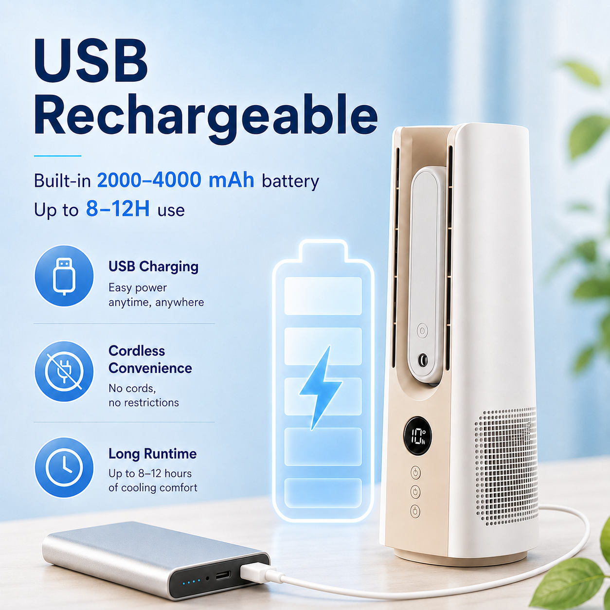 Breezeo Portable Mini Tower Fan
