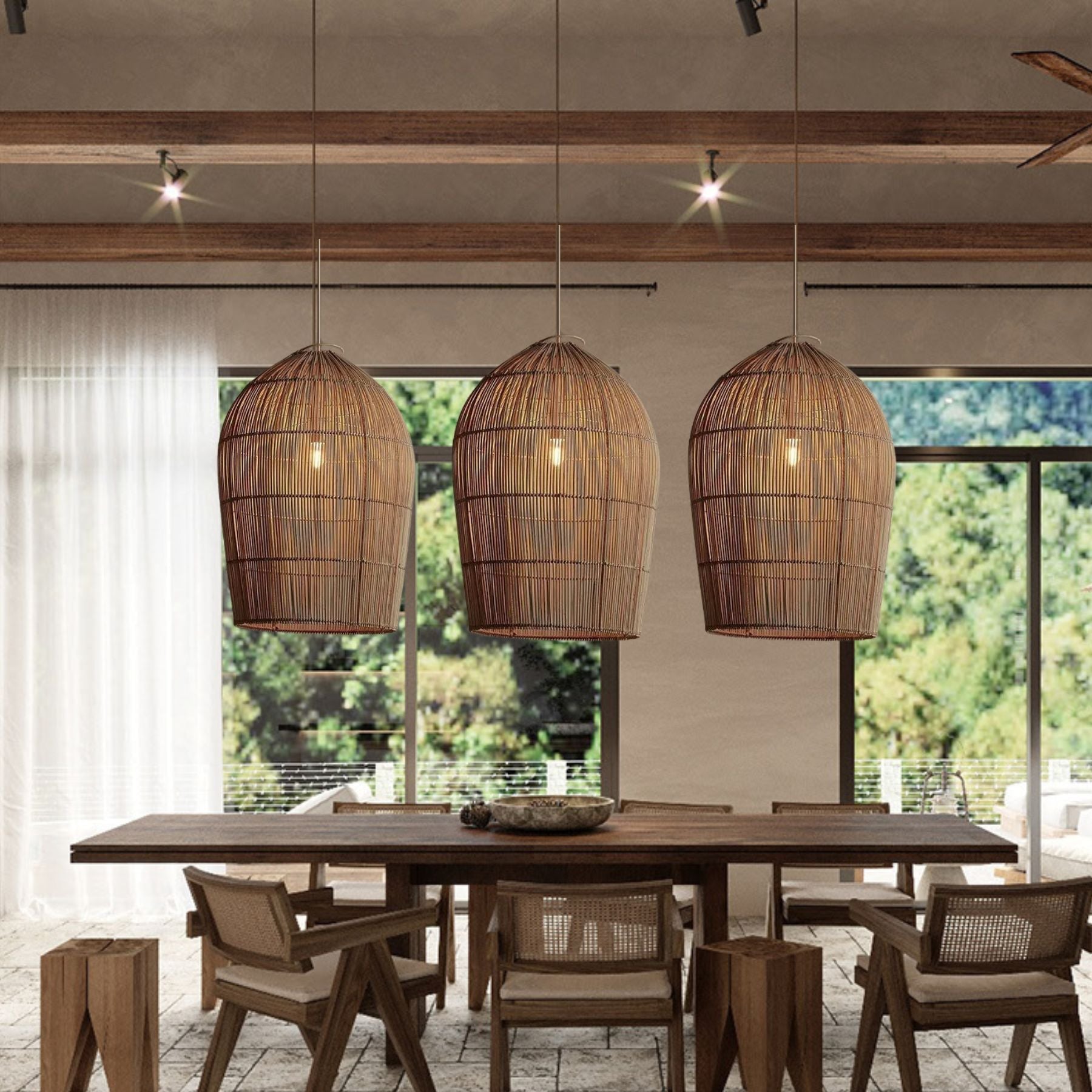 Savana Bamboo Boho Pendant Light
