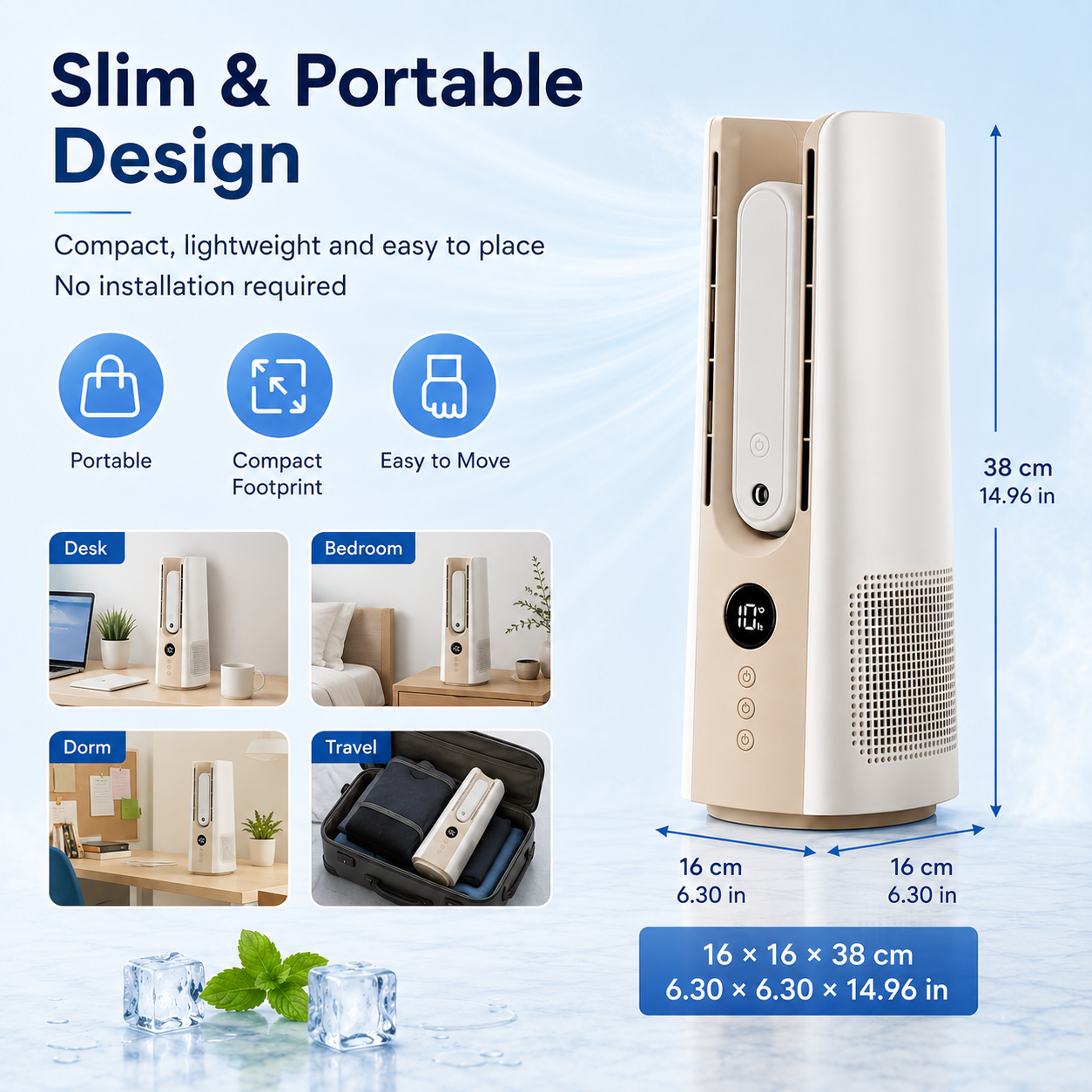 Breezeo Portable Mini Tower Fan