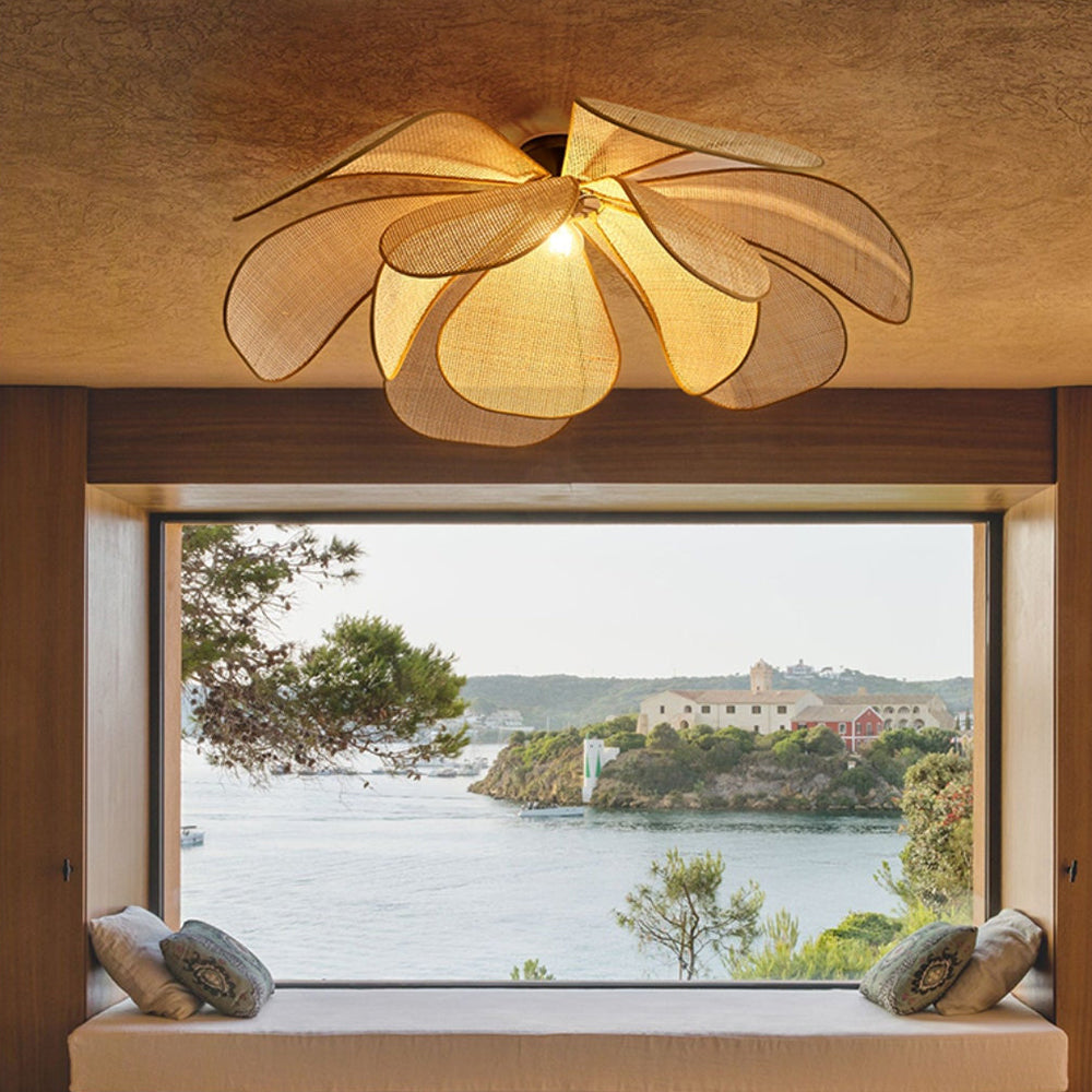 Petal Rattan Flower Pendant Light