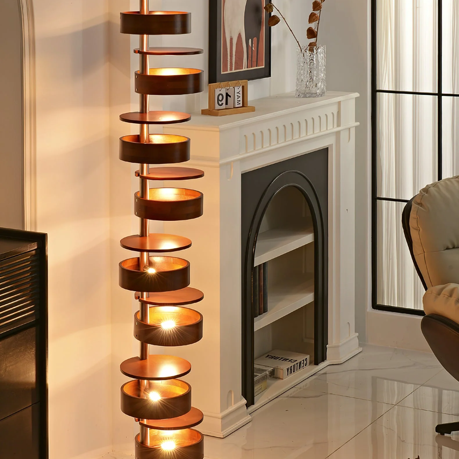 Qenisca Wooden Floor Lamp