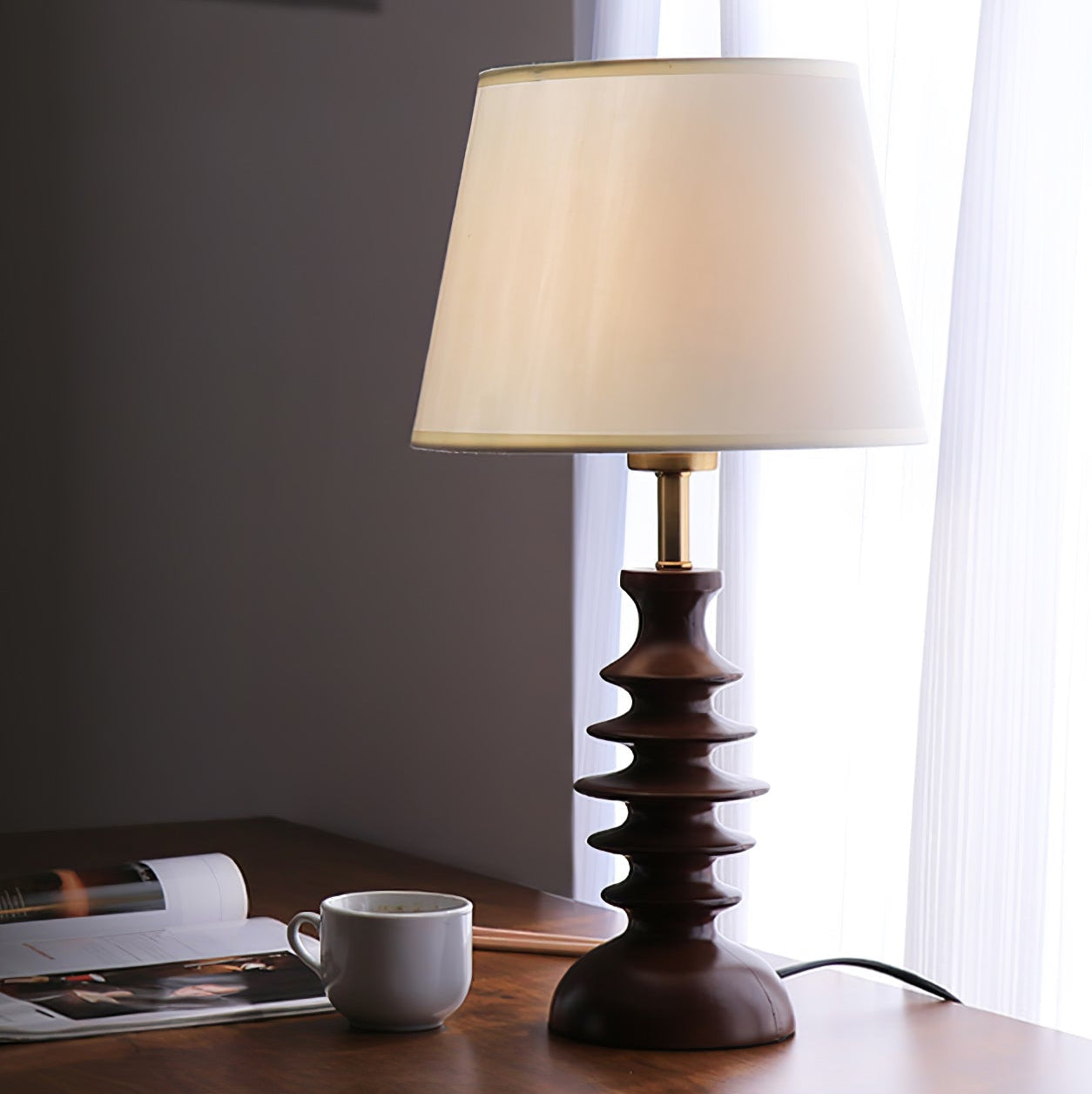 Aniddo Walnut Wooden Table Lamp