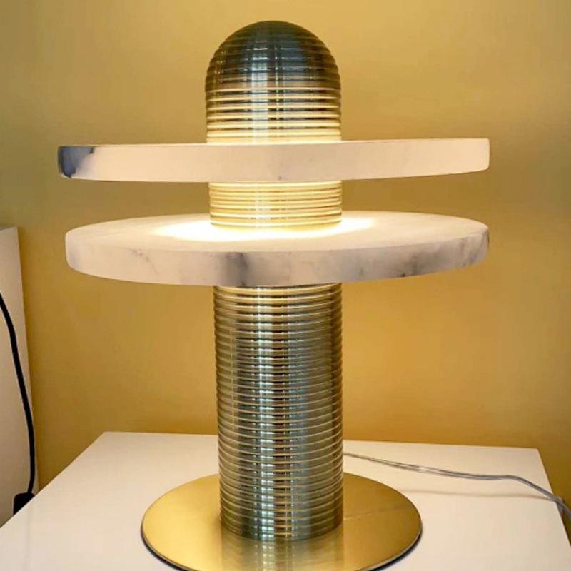 Duo Alabaster Disc Table Lamp