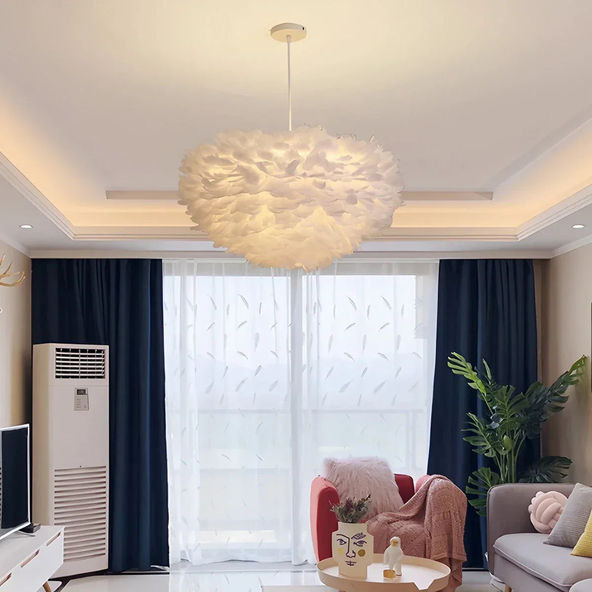 Zela Feather Design Pendant Light