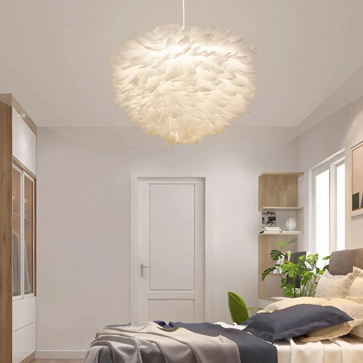 Zela Feather Design Pendant Light