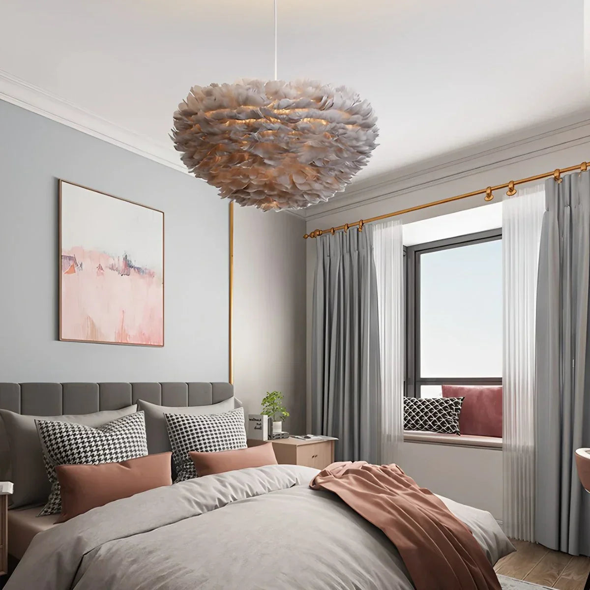 Zela Feather Design Pendant Light
