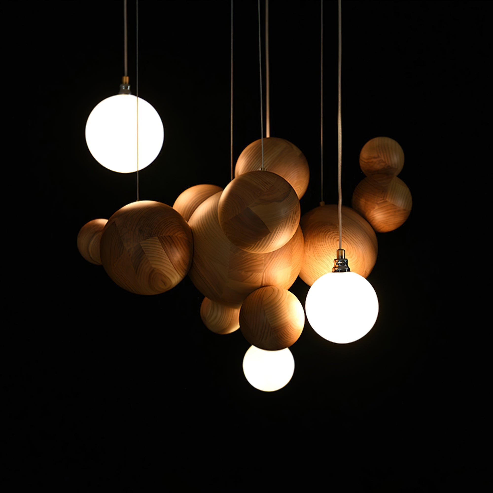 Beo Wooden Balls Pendant Light