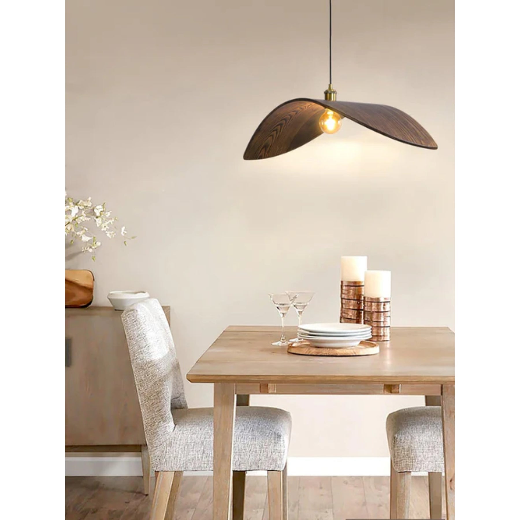 Curved Wood Design Pendant Light