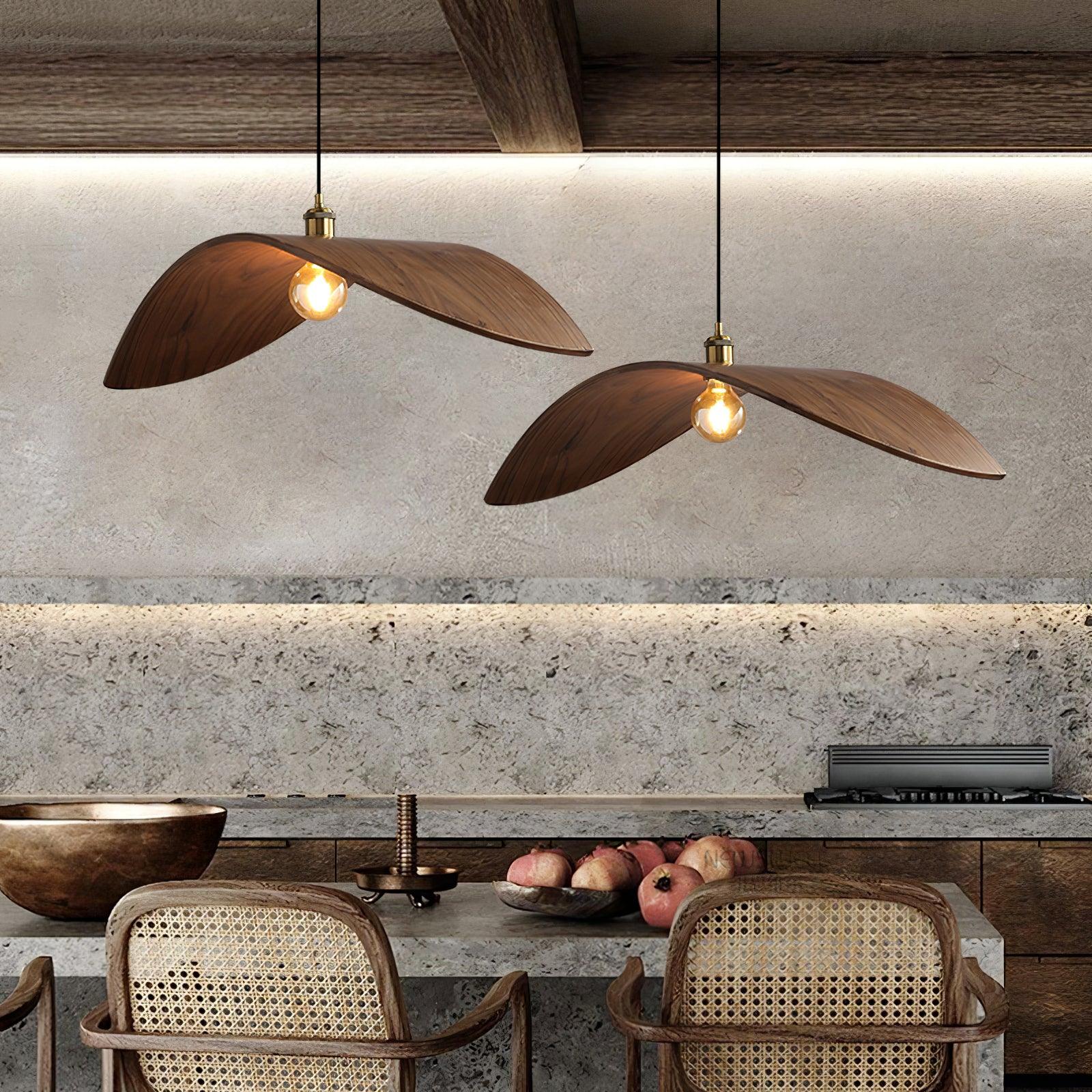Curved Wood Design Pendant Light