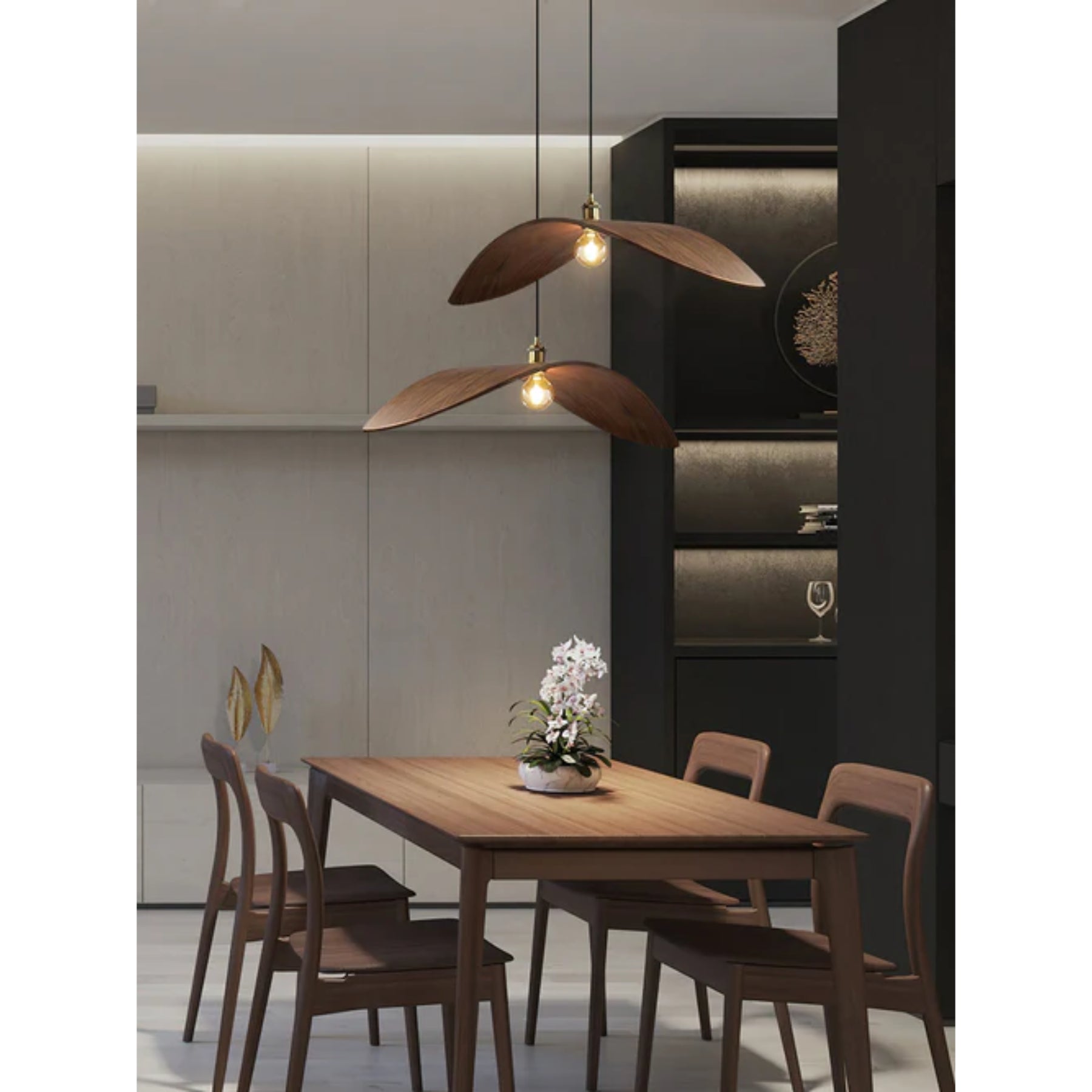 Curved Wood Design Pendant Light