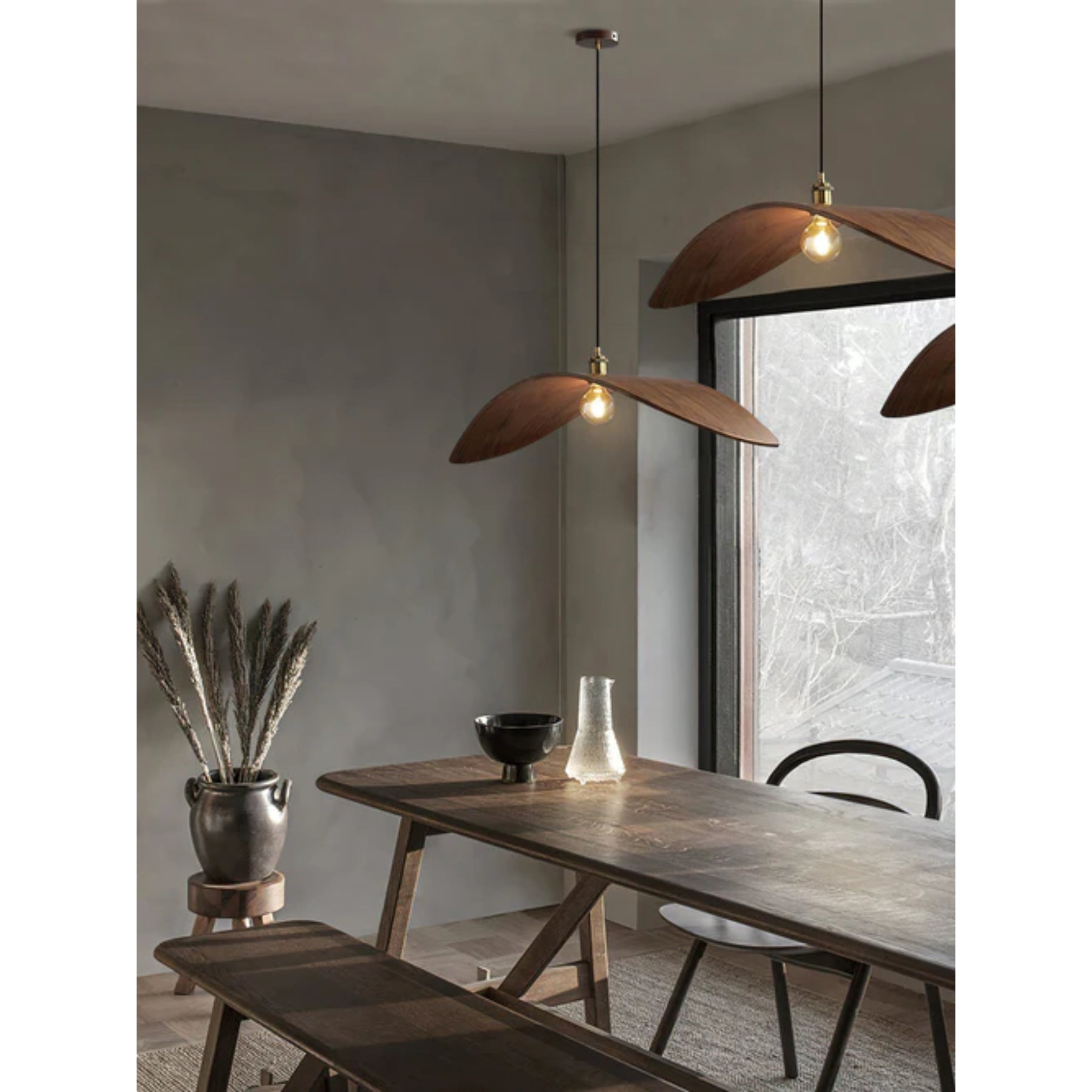 Curved Wood Design Pendant Light