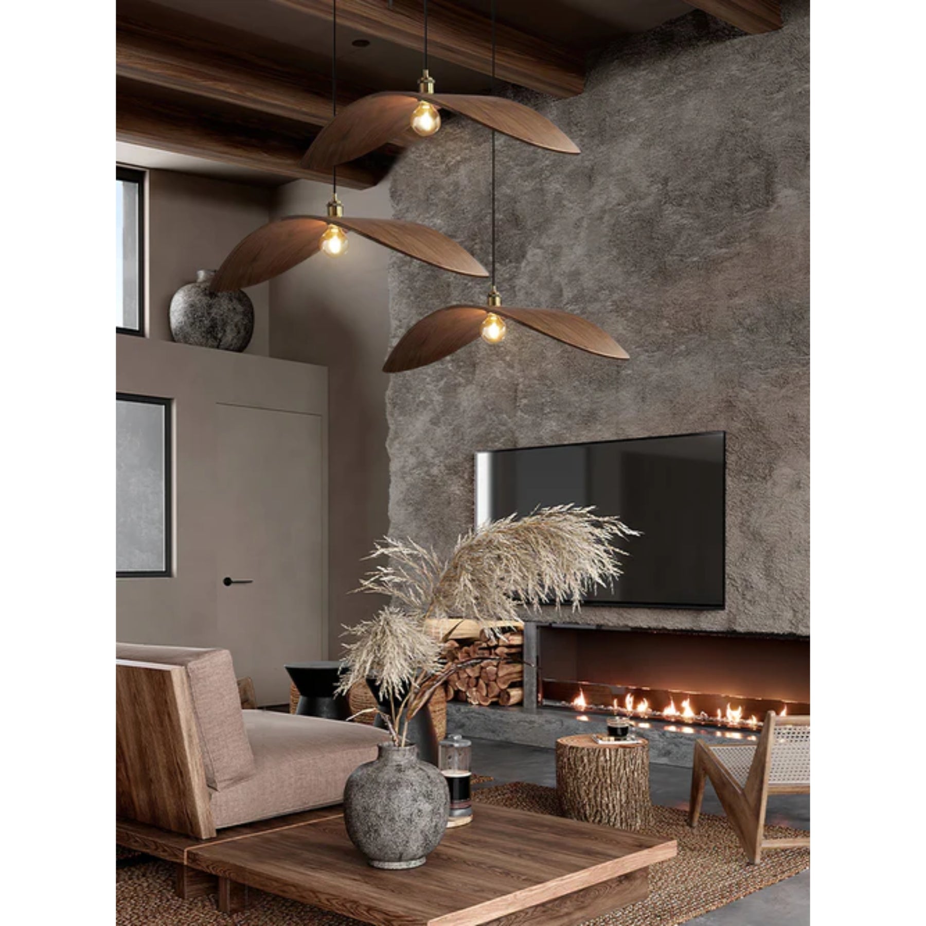 Curved Wood Design Pendant Light