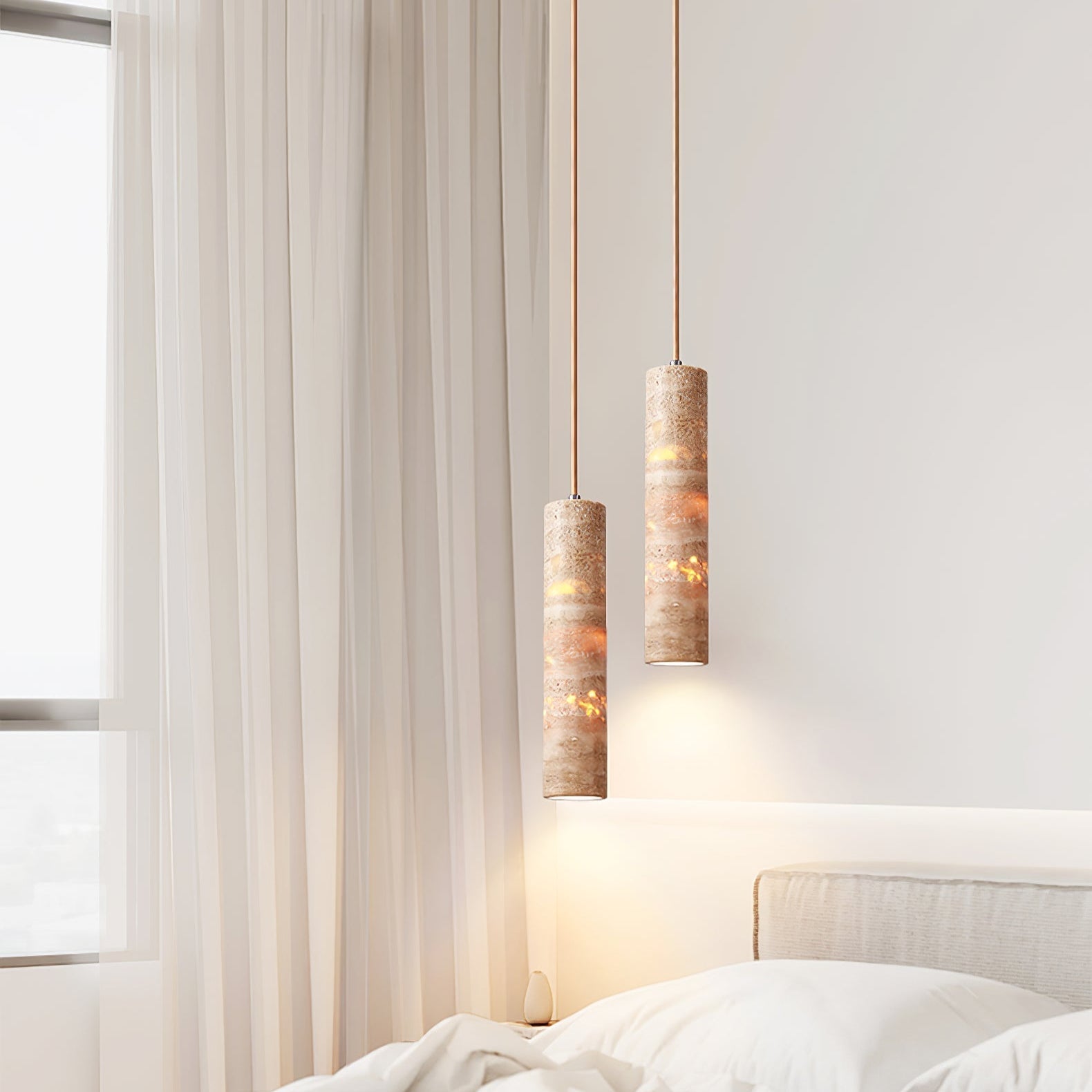 Cylinder Shape Natural Stone Pendant Light