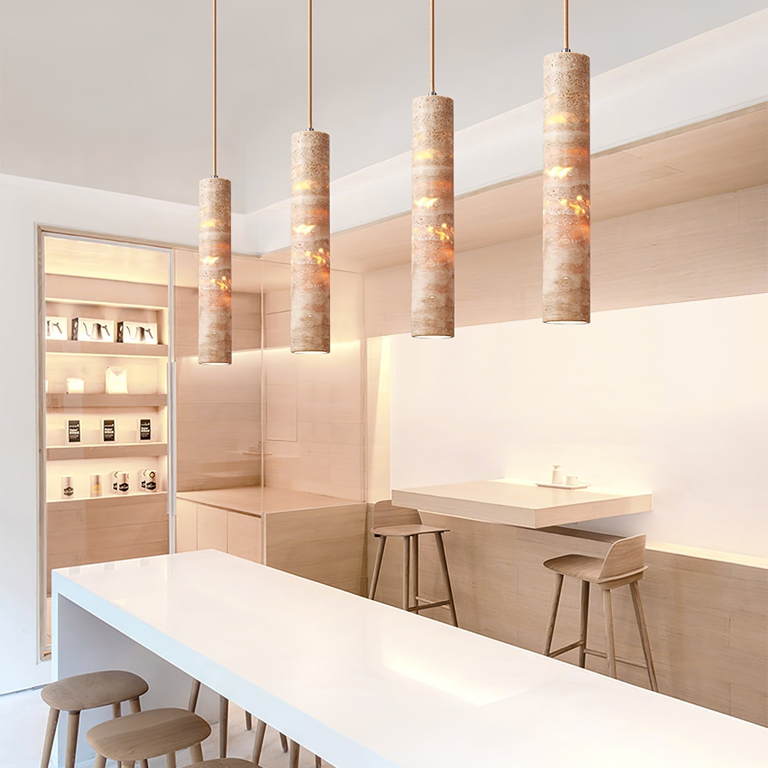 Cylinder Shape Natural Stone Pendant Light
