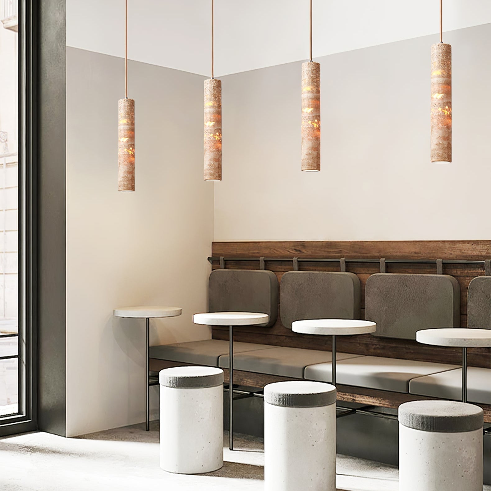 Cylinder Shape Natural Stone Pendant Light