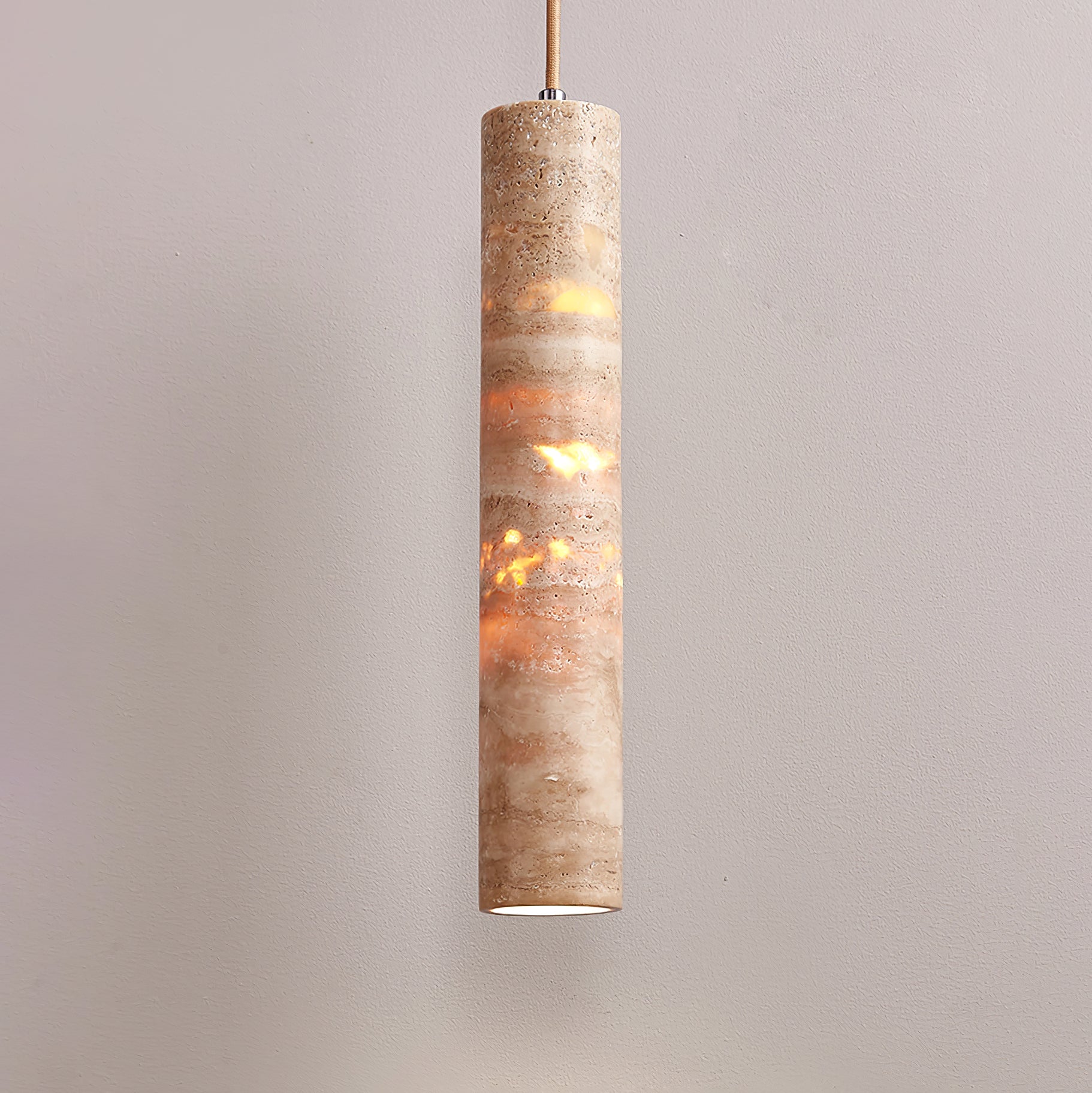 Cylinder Shape Natural Stone Pendant Light