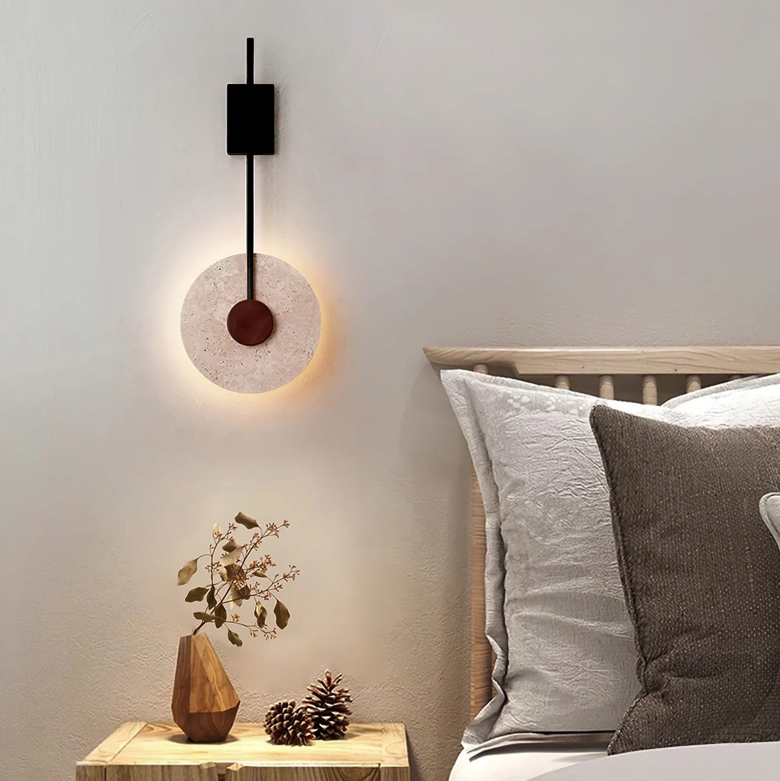 Feo Disc Travertine Wall Light