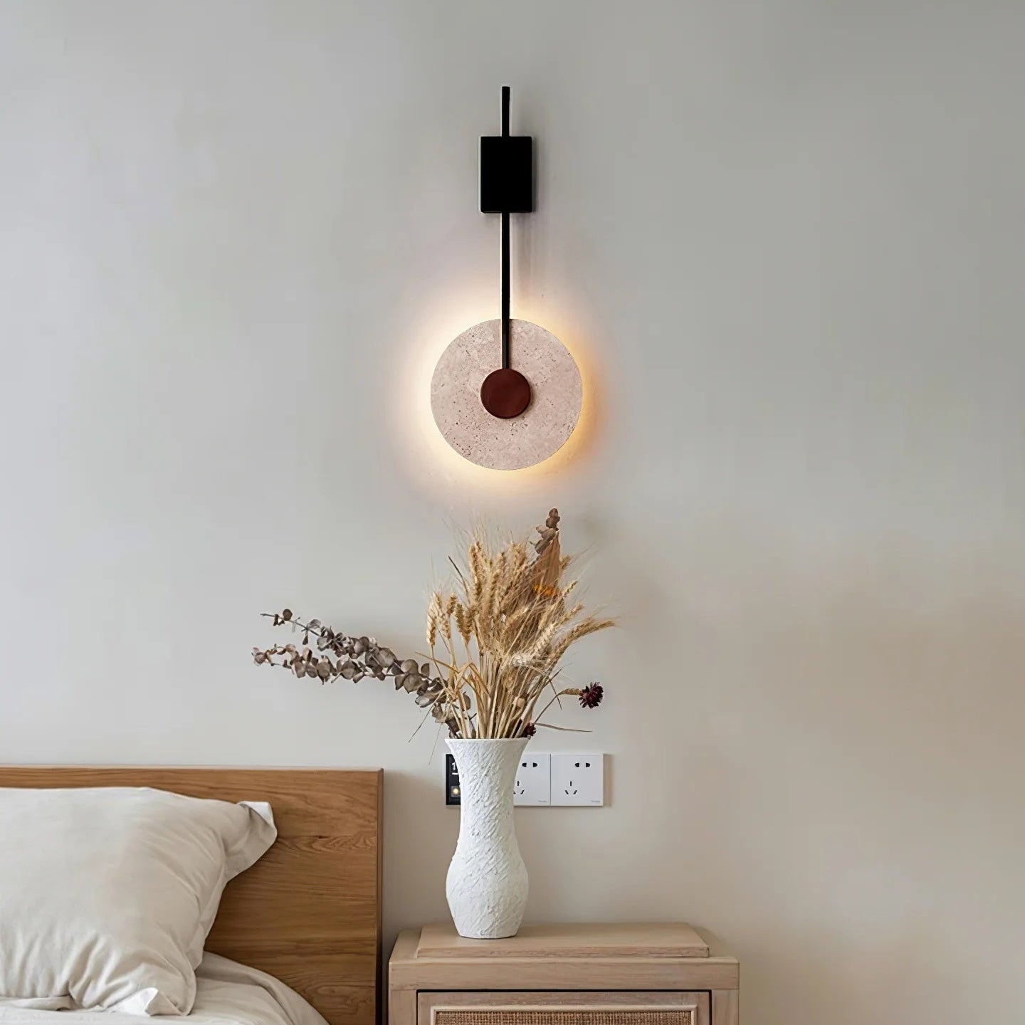 Feo Disc Travertine Wall Light