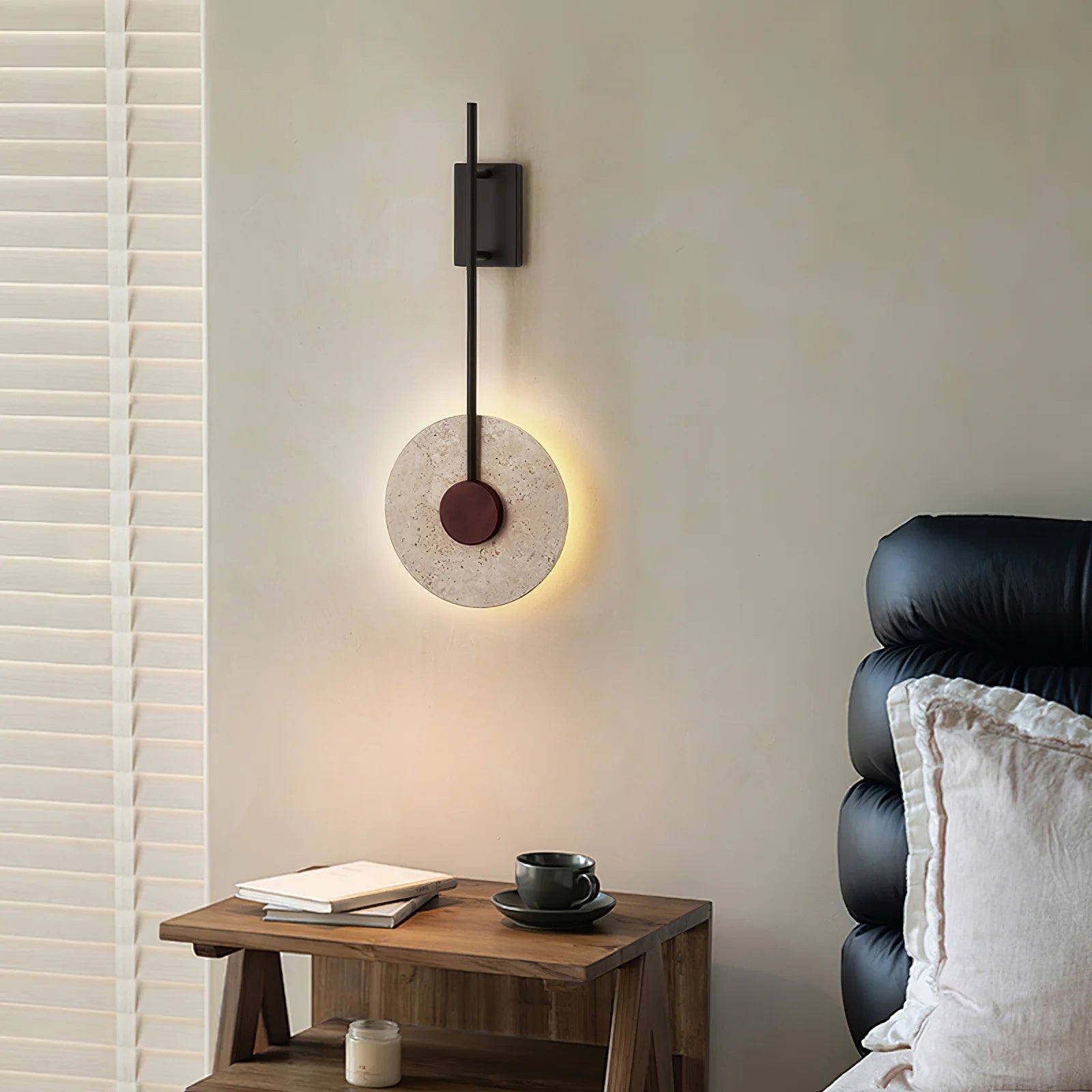 Feo Disc Travertine Wall Light