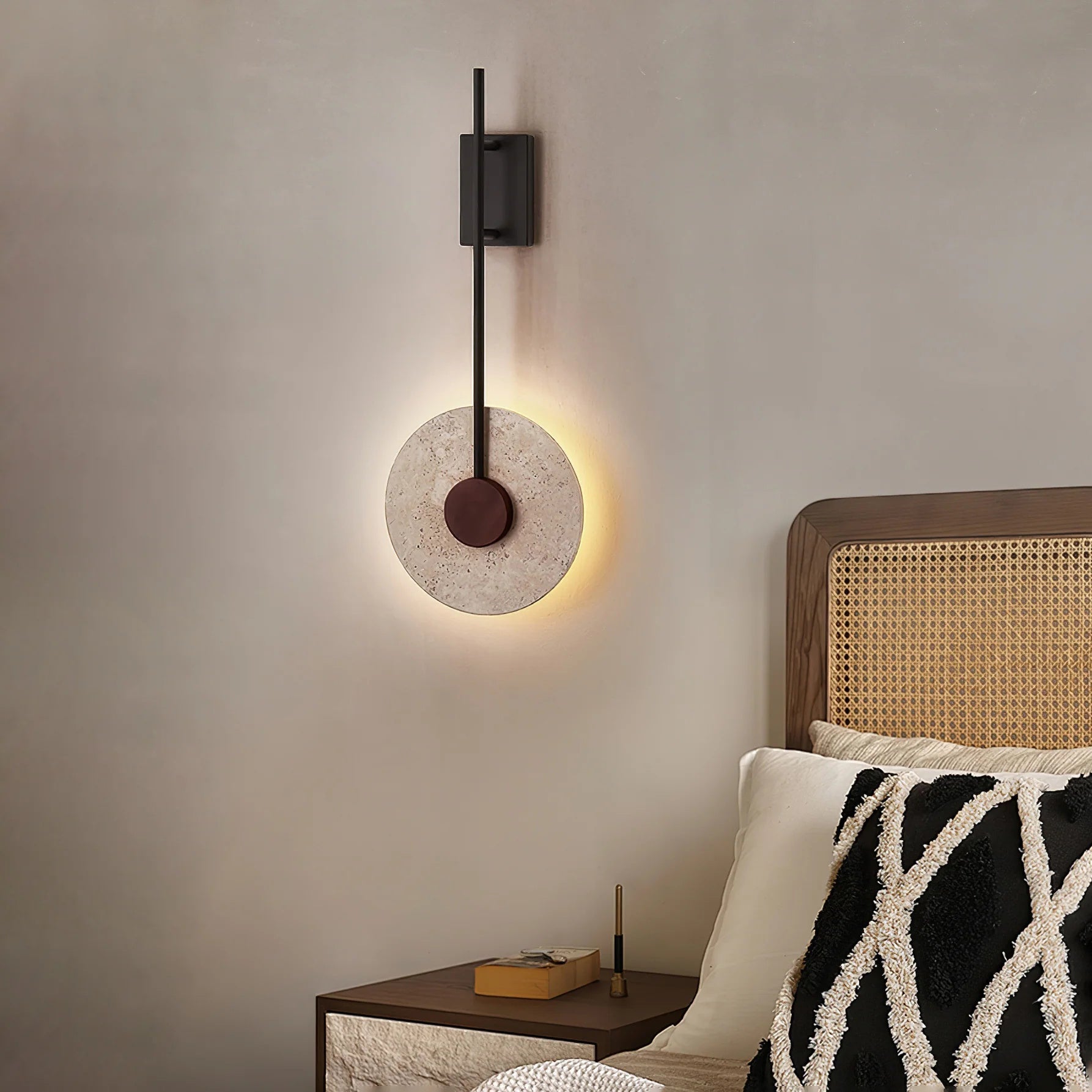 Feo Disc Travertine Wall Light