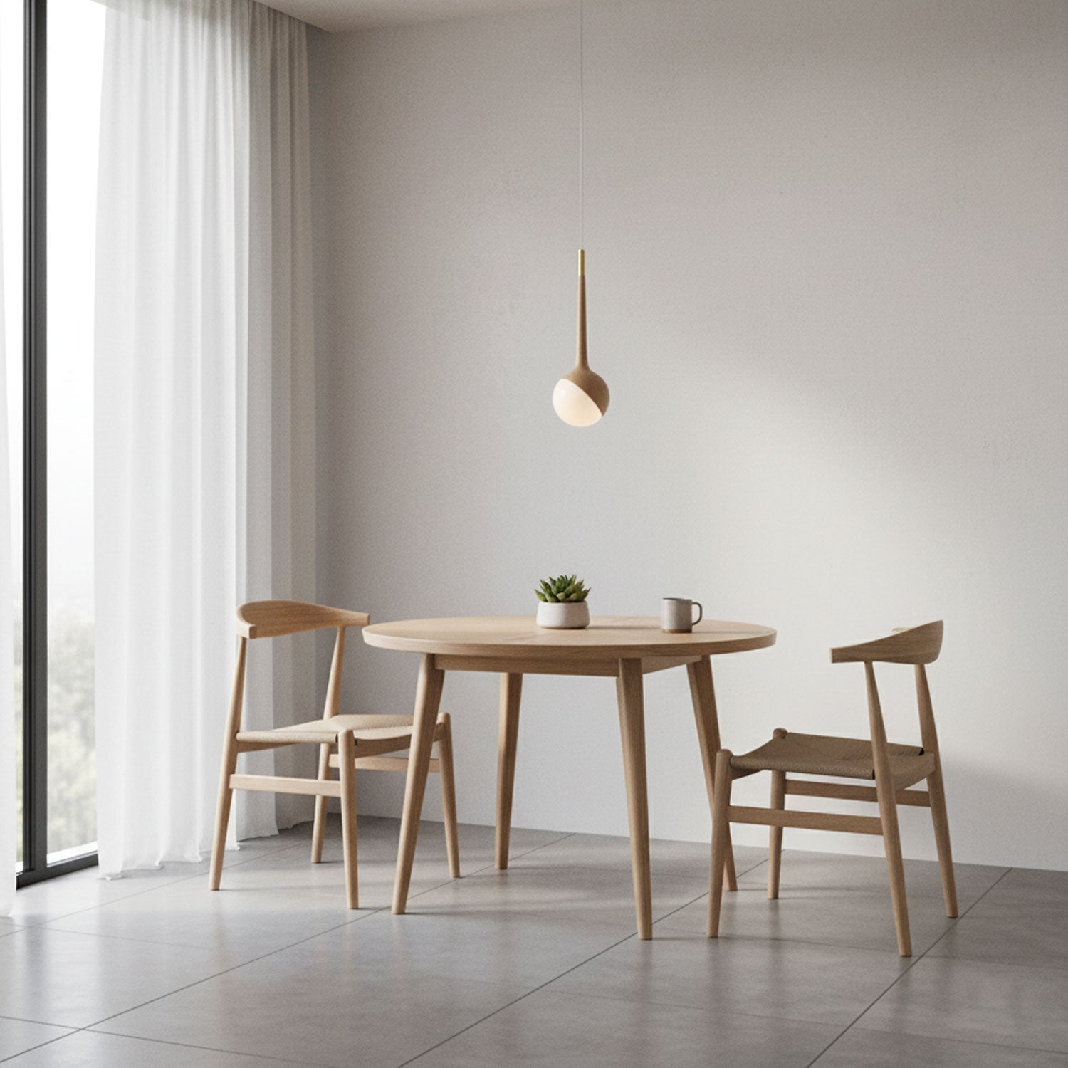 Mossy Drop Wooden Pendant Light