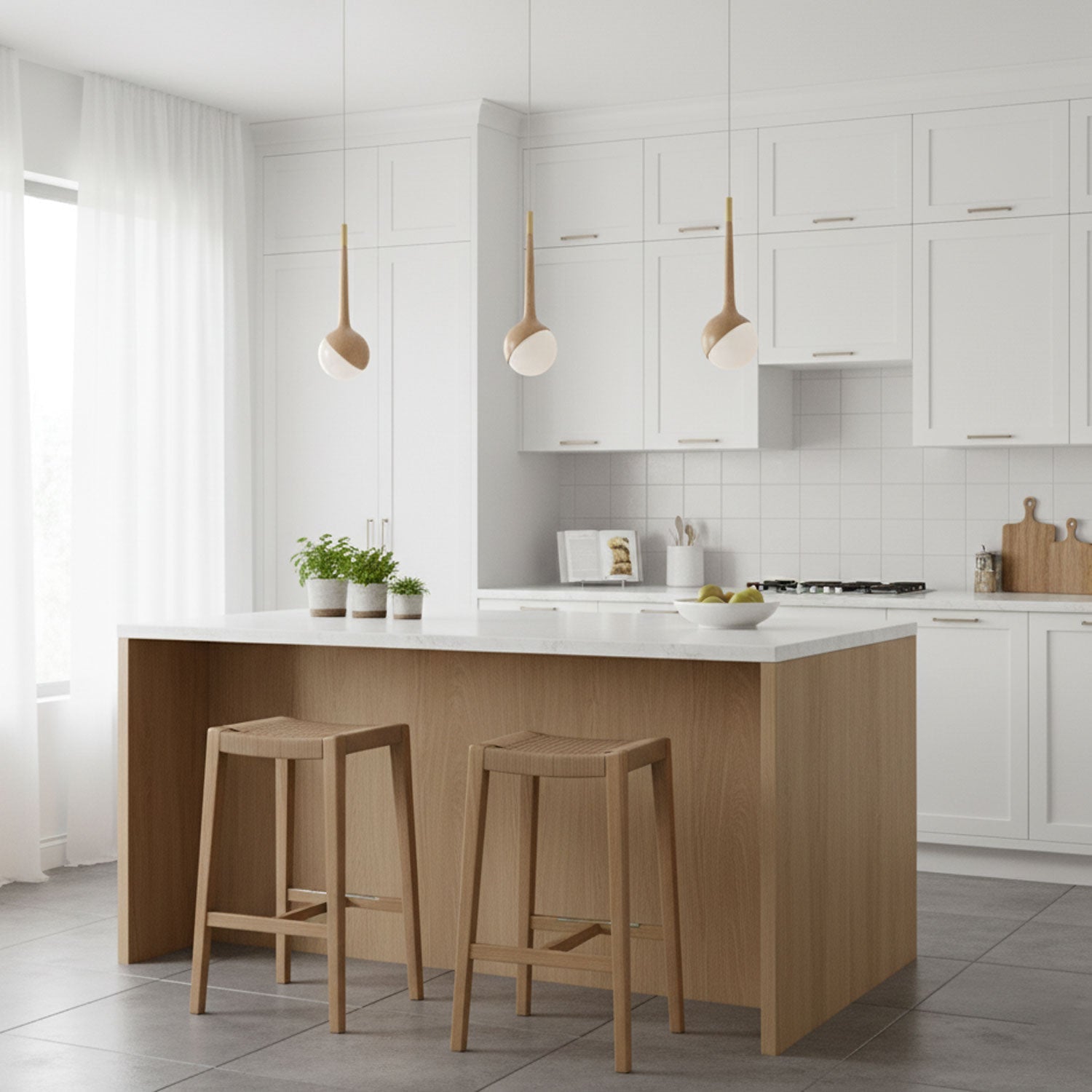 Mossy Drop Wooden Pendant Light