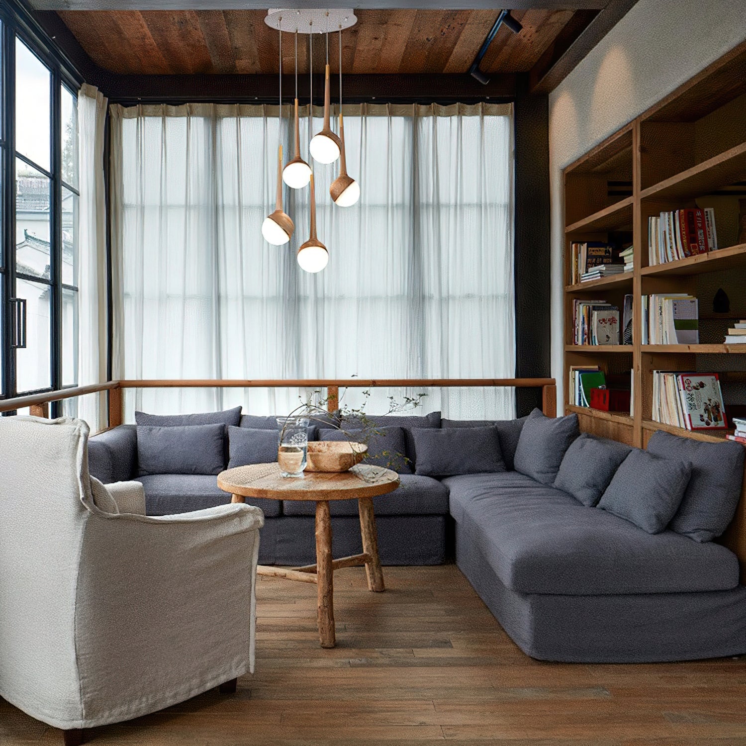 Mossy Drop Wooden Pendant Light