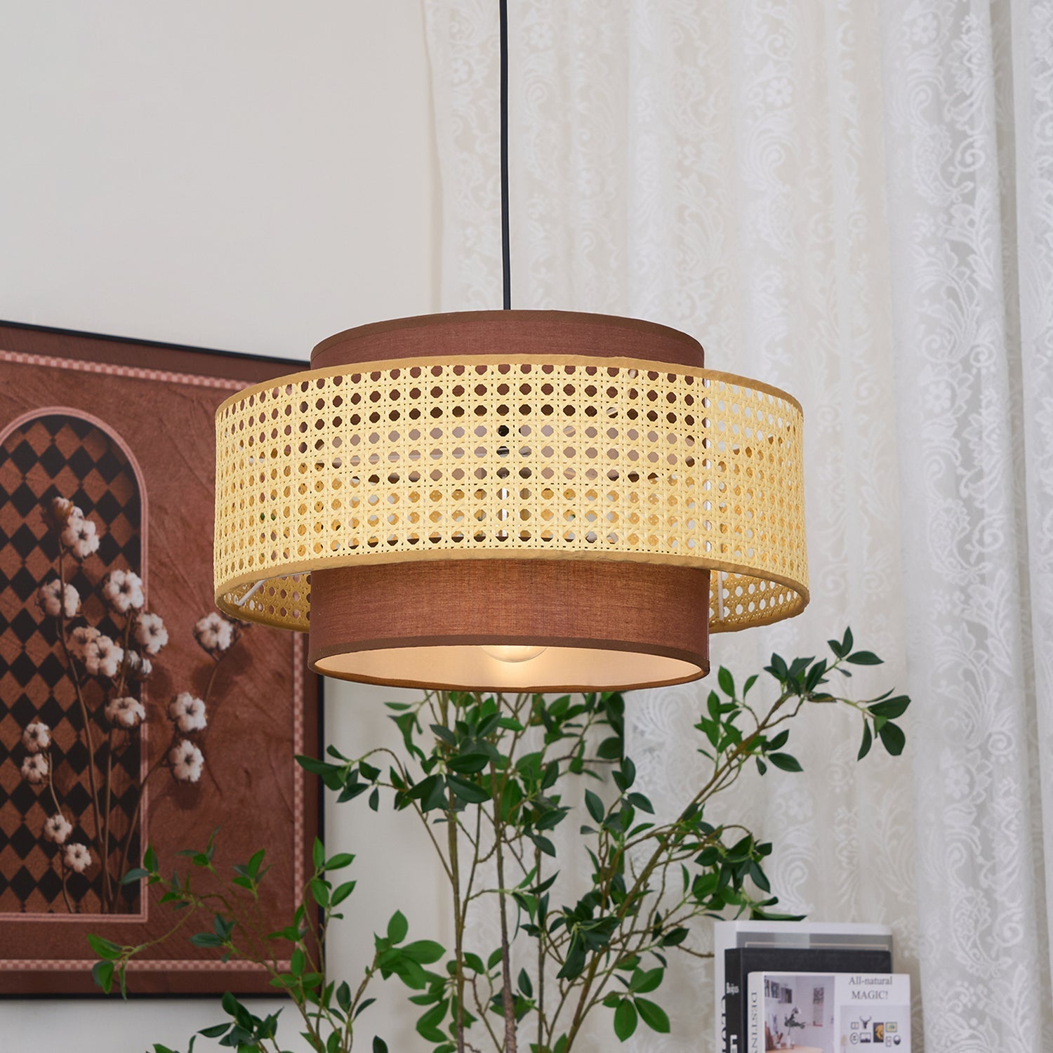 Delurso Japandi Style Pendant Light