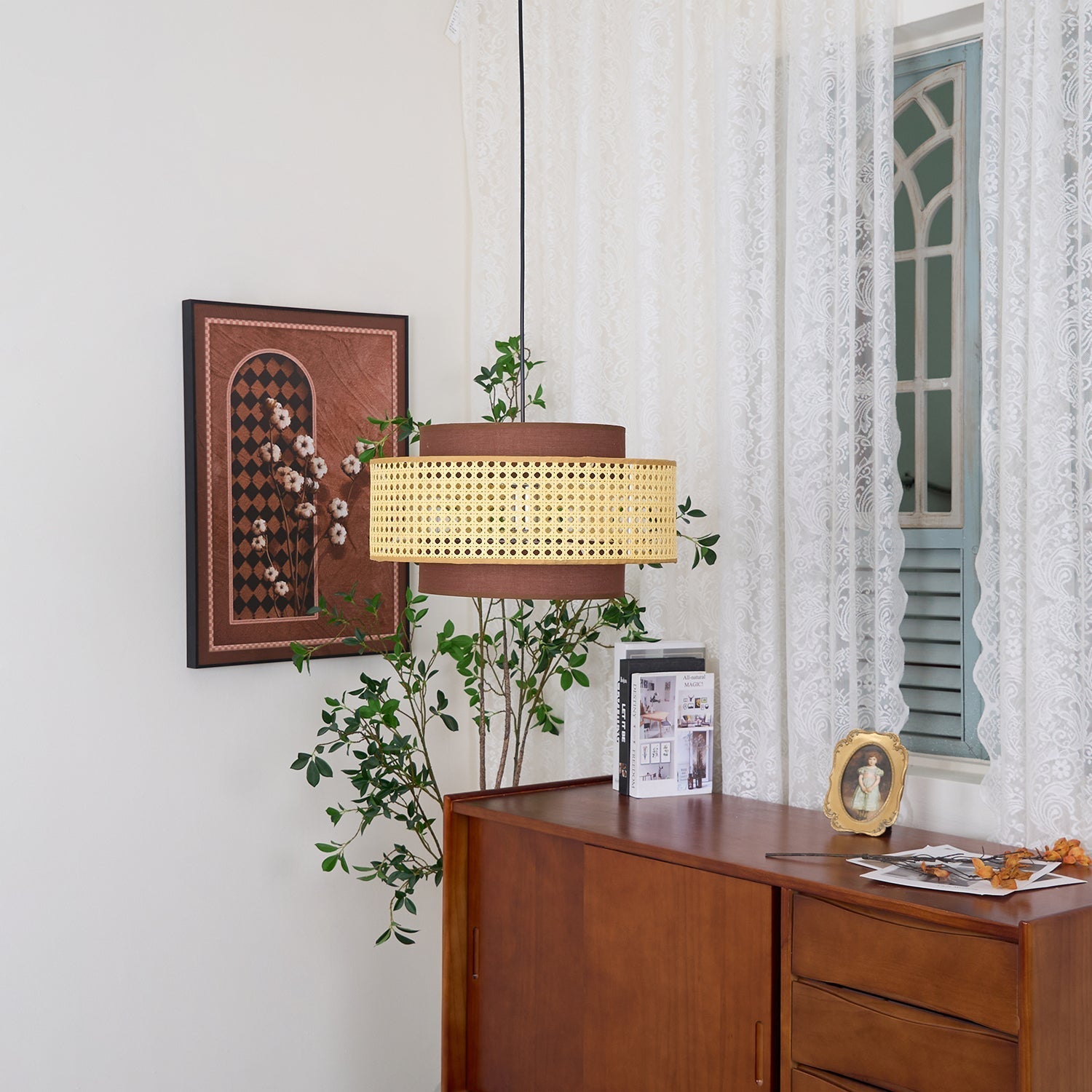 Delurso Japandi Style Pendant Light
