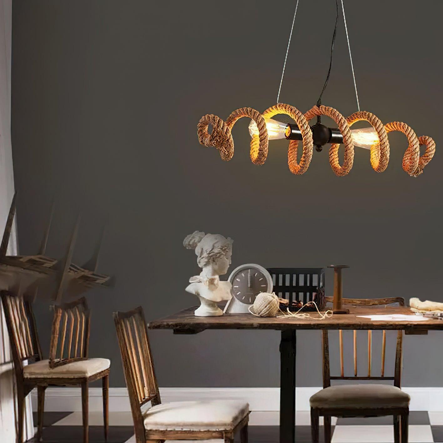 Circular Jute Rope Pendant Light