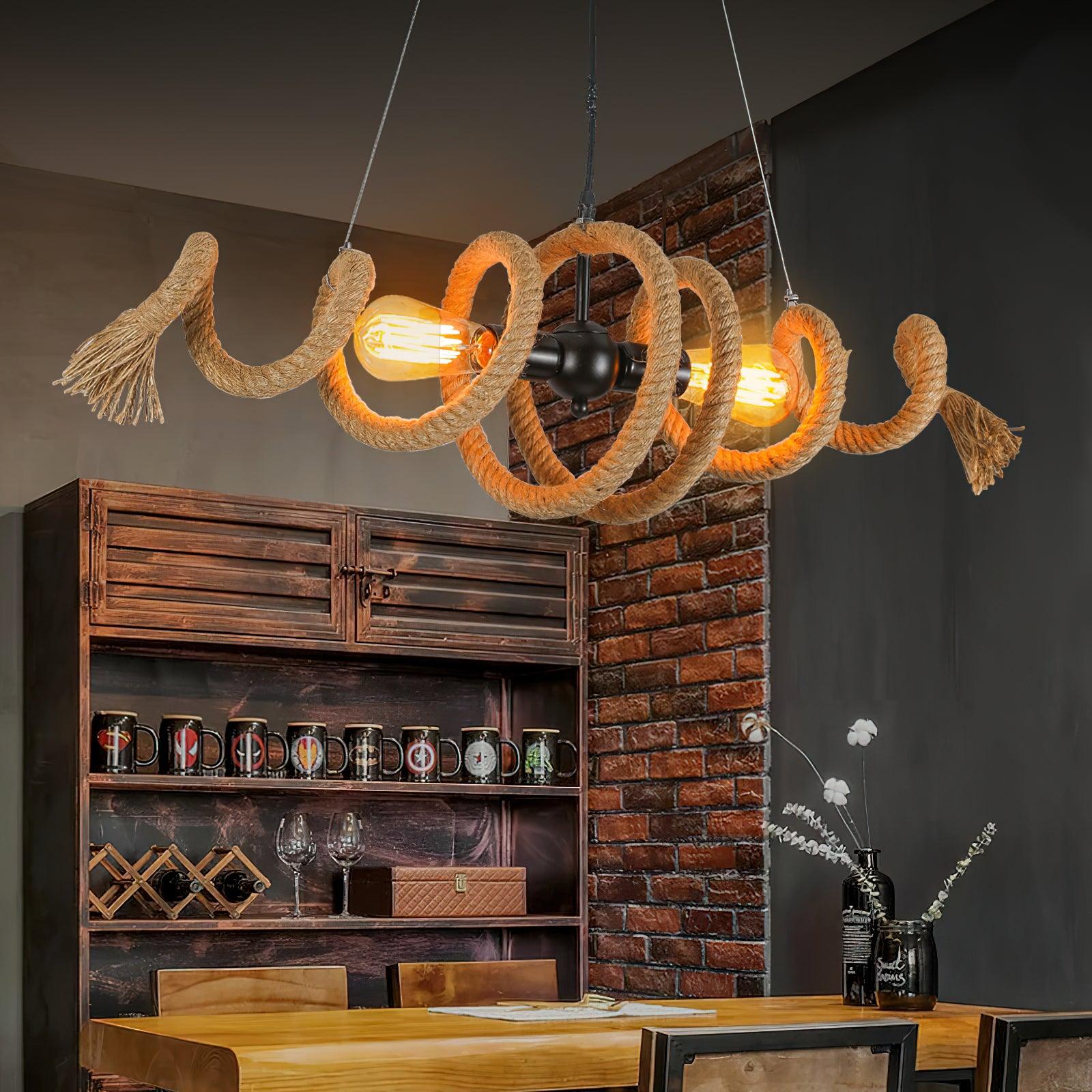 Circular Jute Rope Pendant Light