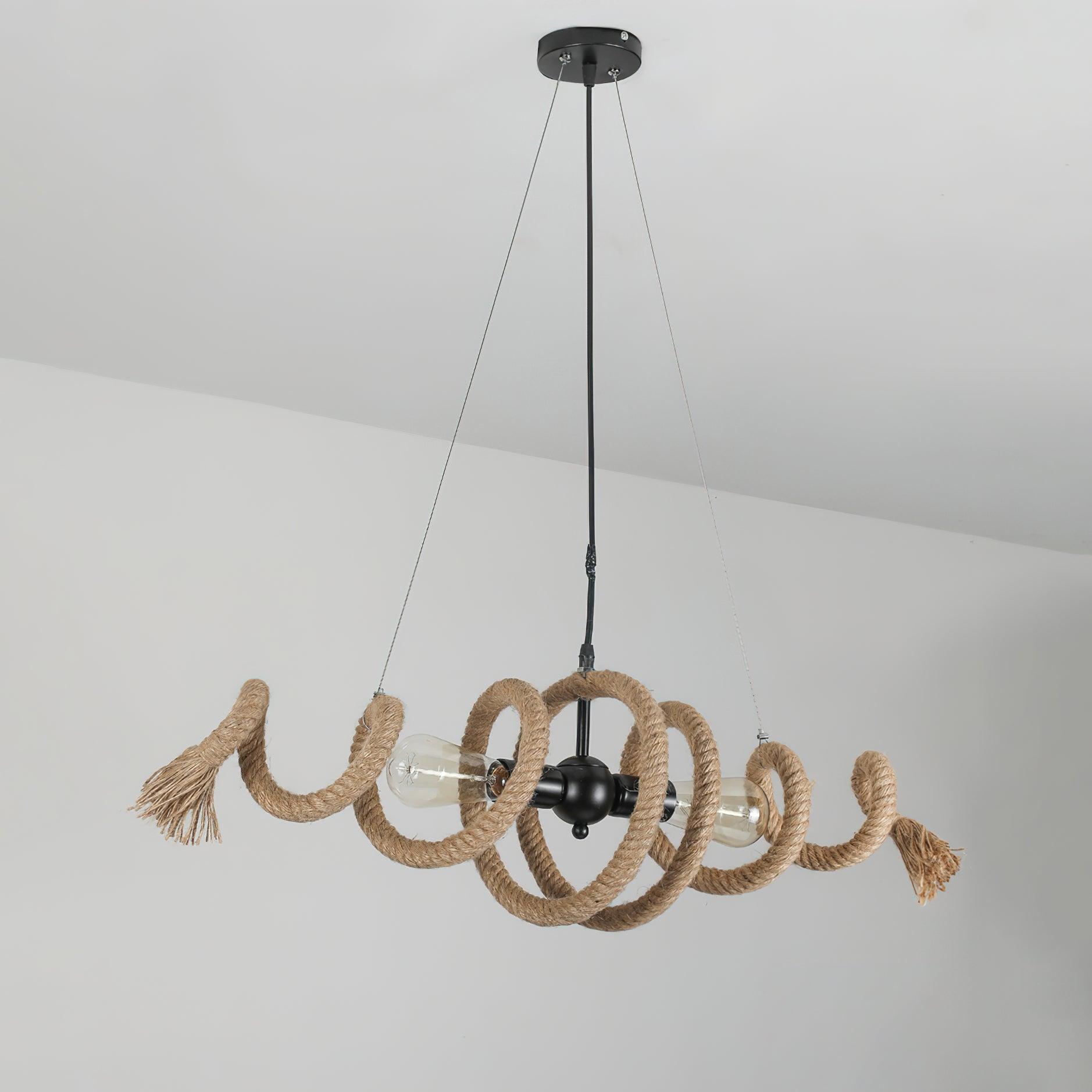 Circular Jute Rope Pendant Light