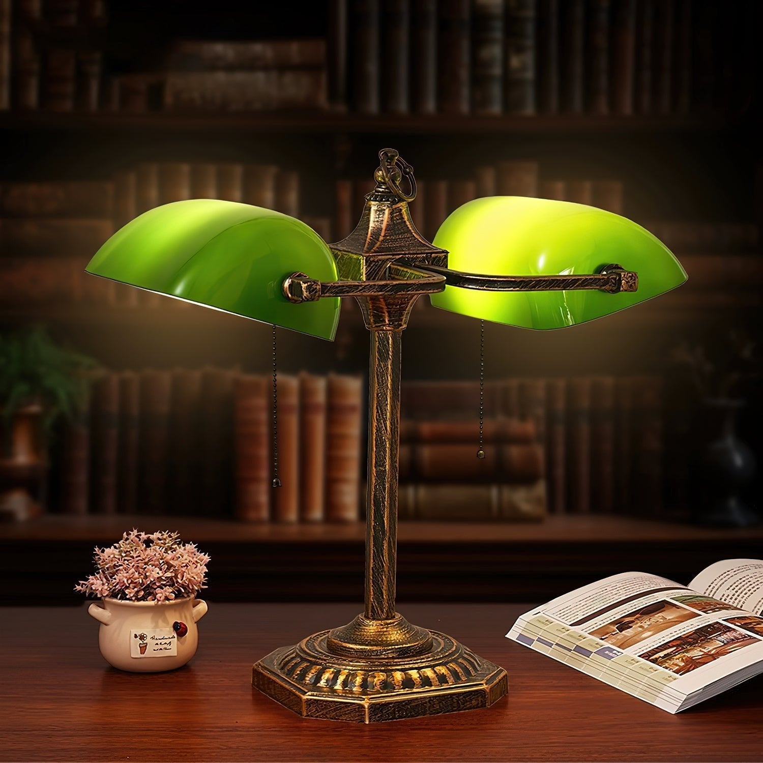 Double Banker's Table Lamp