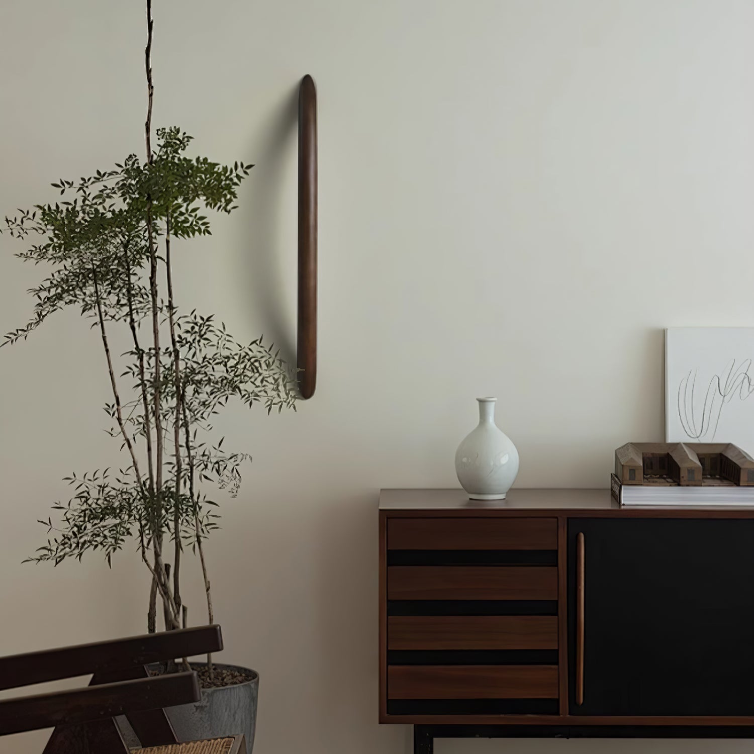 Lonema Curved Wooden Wall Light