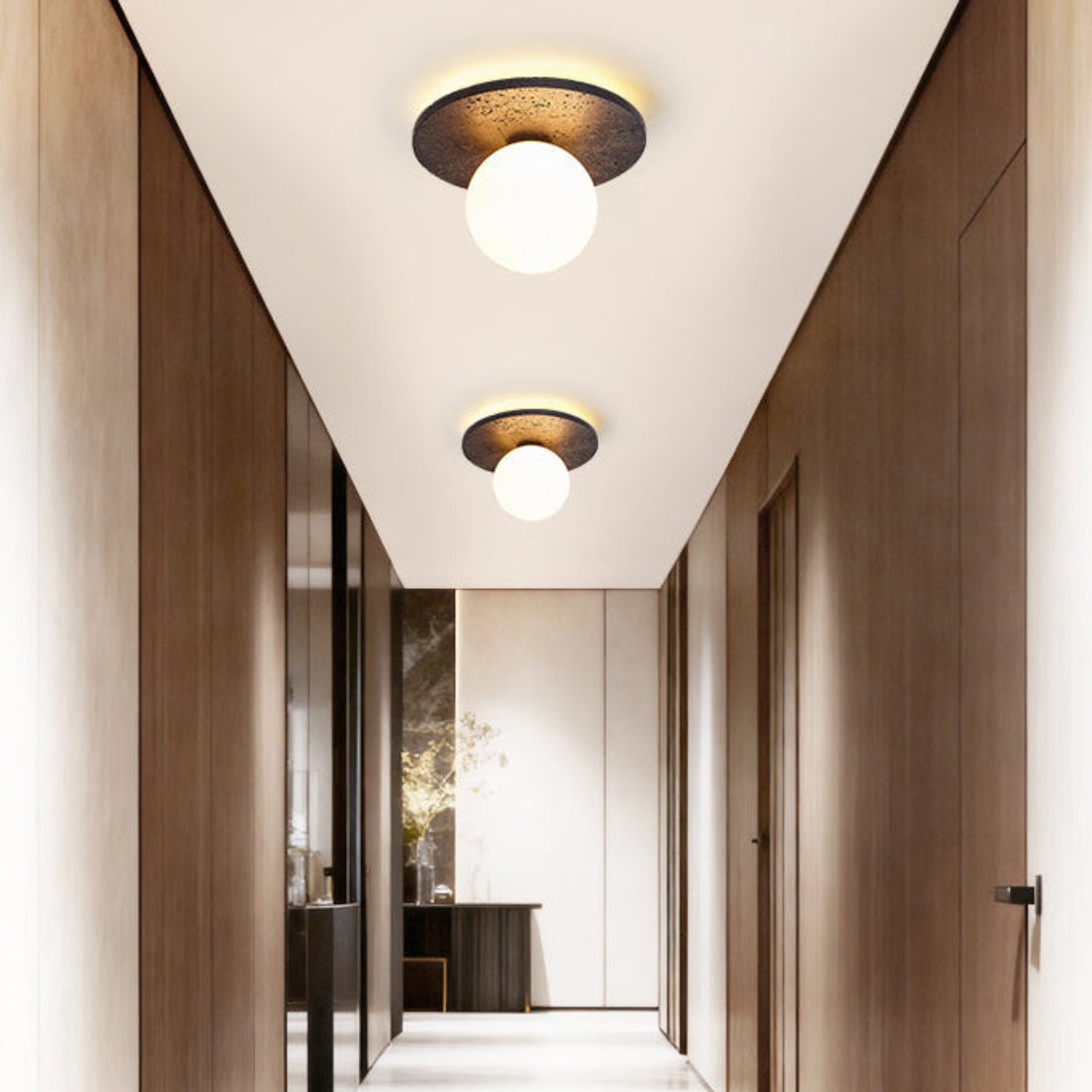 Pello Round Travertine Ceiling Light