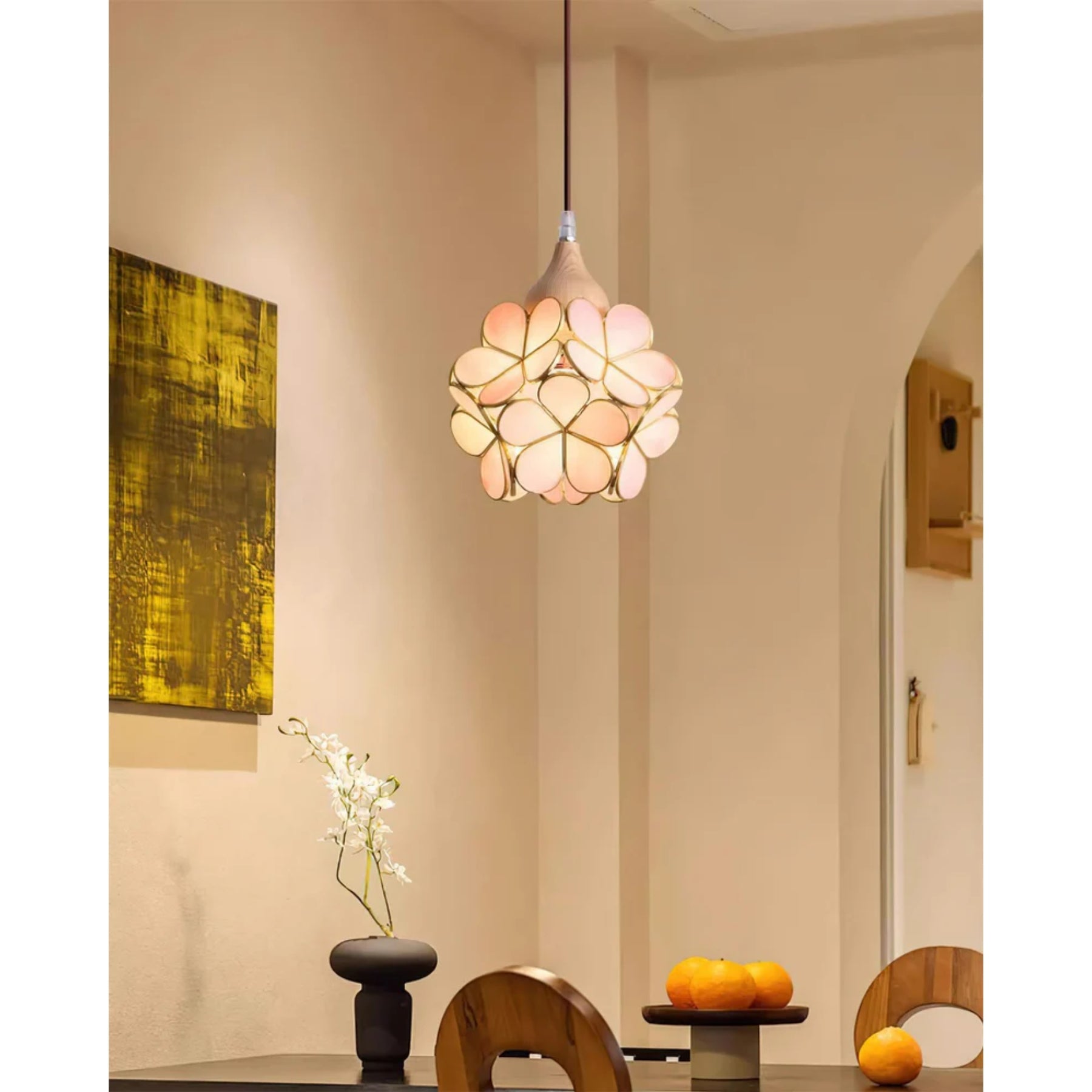 Veravo Flower Wood Design Pendant Light